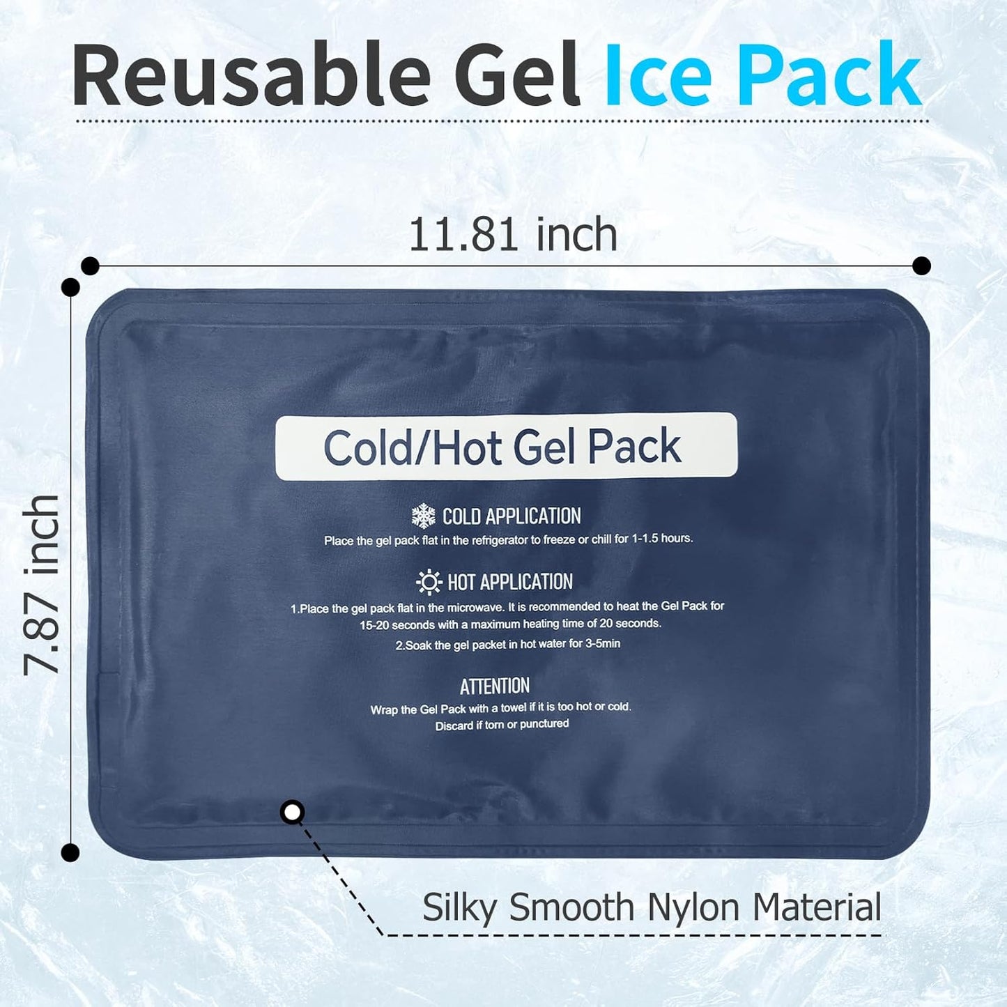 Hot & Cold Gel Packs for Pain Relief 8x12 Inch Ice Packs Reusable Blue Cold Packs for Swelling, Bruises, Injuries, Surgery, Toothache
