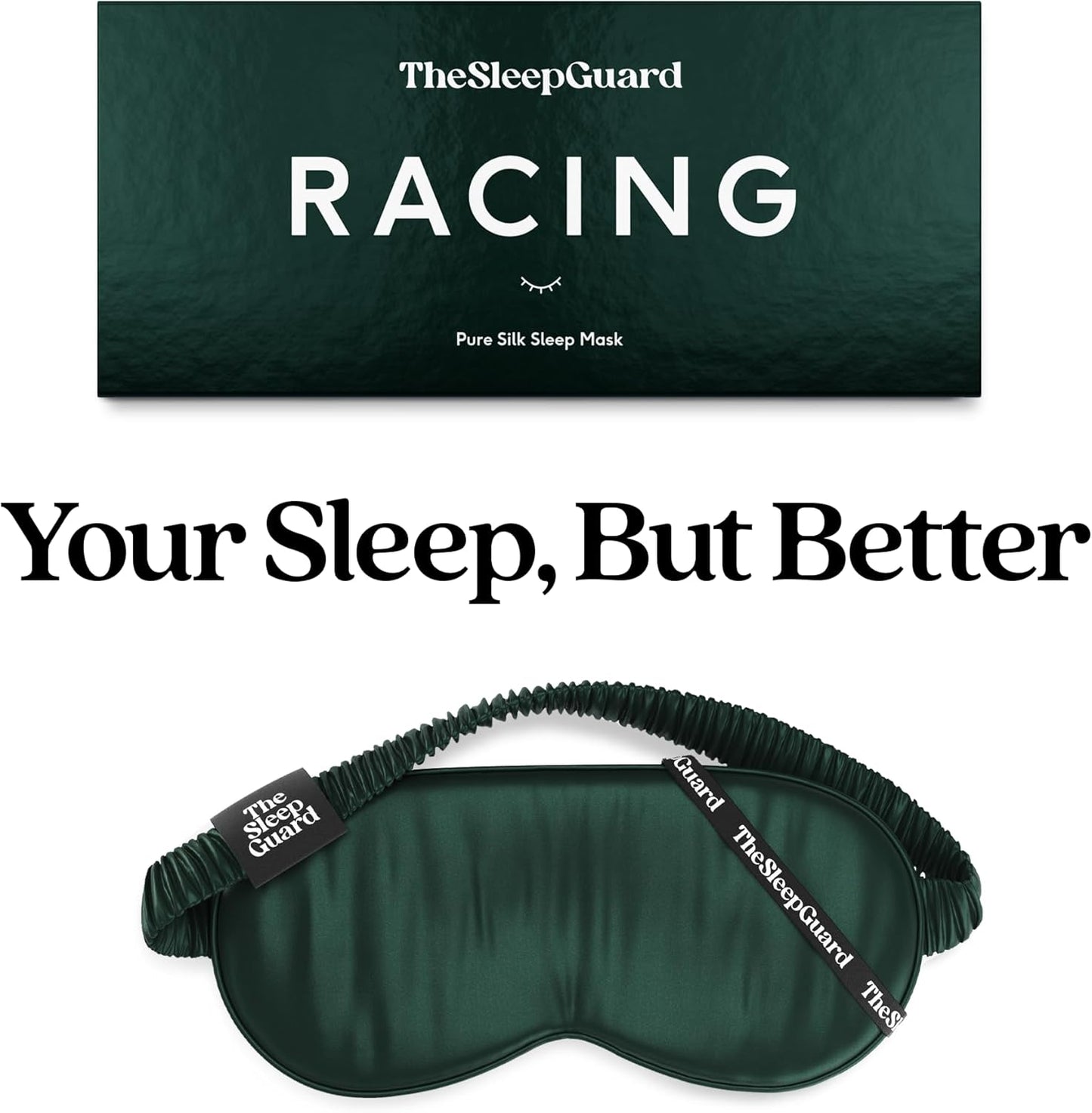 TheSleepGuard Pure Silk Sleep Mask [100% 6A Mulberry Silk, 22 Momme] Light Blocking Travel Essentials. Eye Masks for Sleeping. Black Oeko-Tex Blindfold. Eye Covers for Men & Women