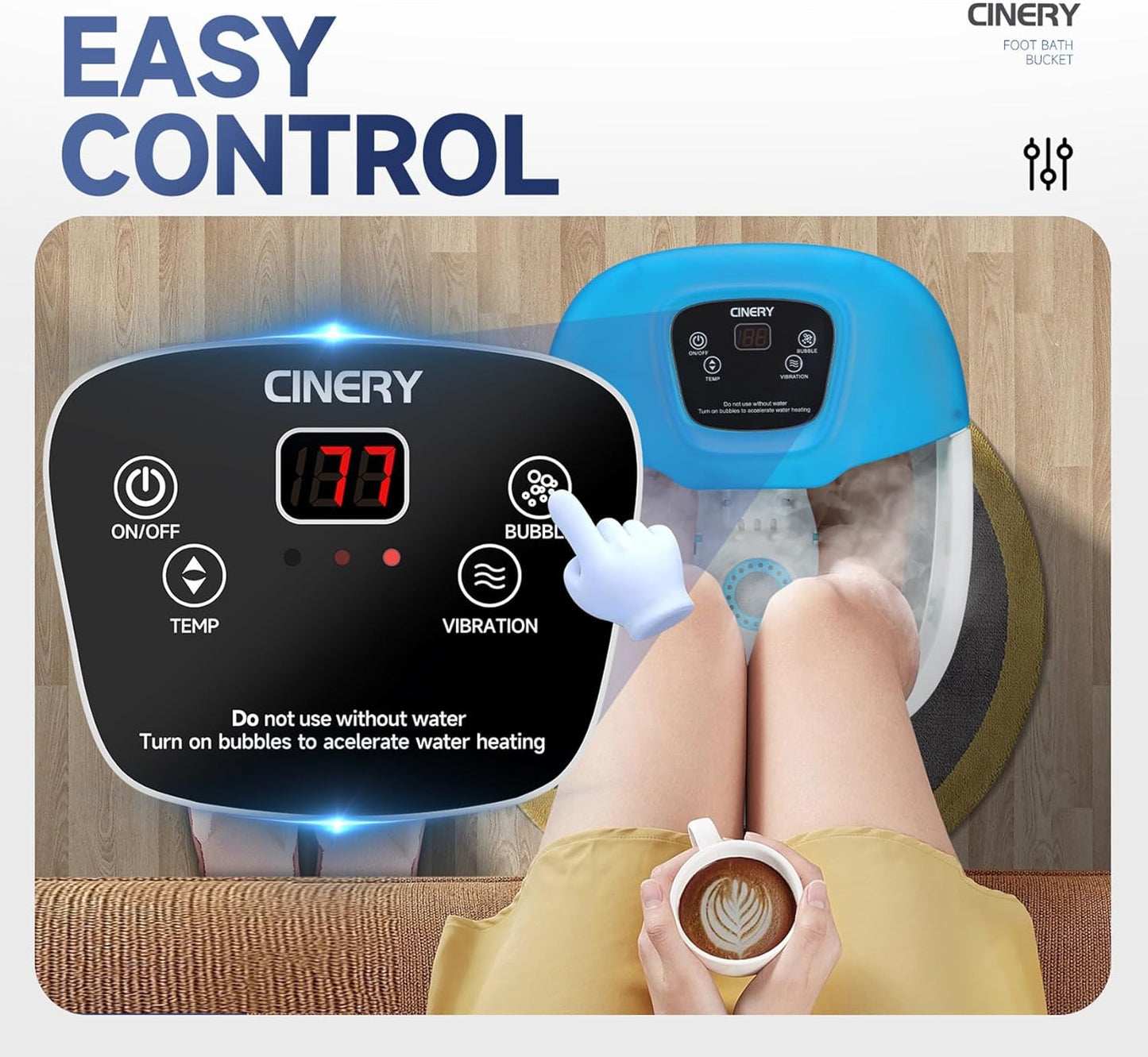 FIAHNG Foot Spa Massager with Heat, Bubbles, Vibration & Pedicure Foot Spa Massager for Feet Stress Relief