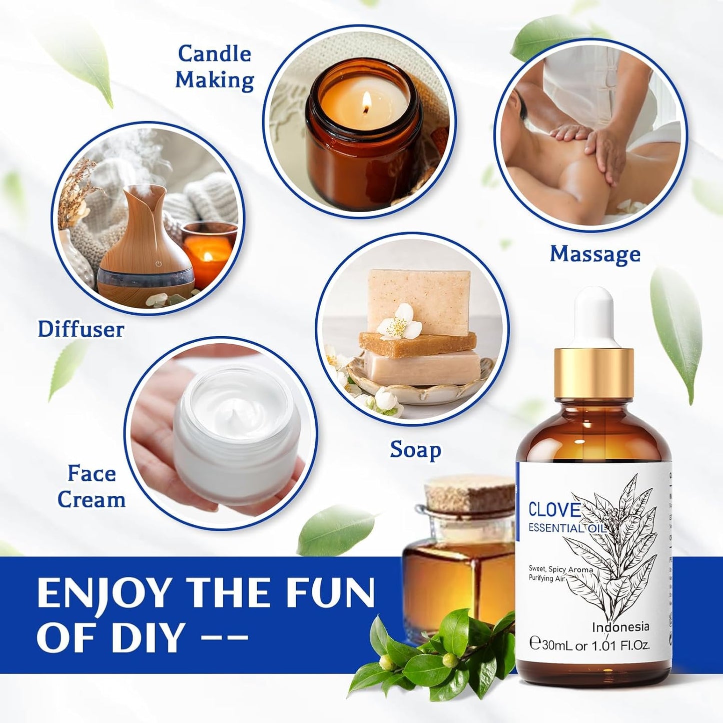 HIQILI 1 Fl Oz Clove Oil for Teeth and Gums, Oral Care, DIY Clean Spray, Aromatherapy, 100% Pure Natural Premium - 30ml