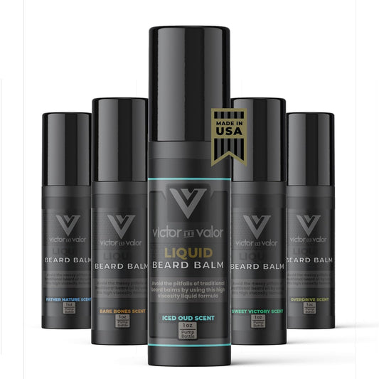 Liquid Beard Balm - Nine Moisturizing Oils Including Shea Butter & Vitamin E - High Viscosity Formula Helps Condition and Style - Men's Grooming (1 Ounce, Iced Oud Scent)