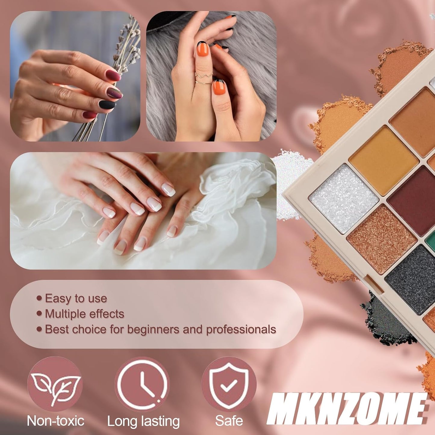 Nail Pigment Powder Palette, 16 Colors Orange Brown Fall Collection Solid Pigment Powder for Autumn Nails Set Pigmentos para Uñas, Nail Art Palette Manicure DIY Accessories