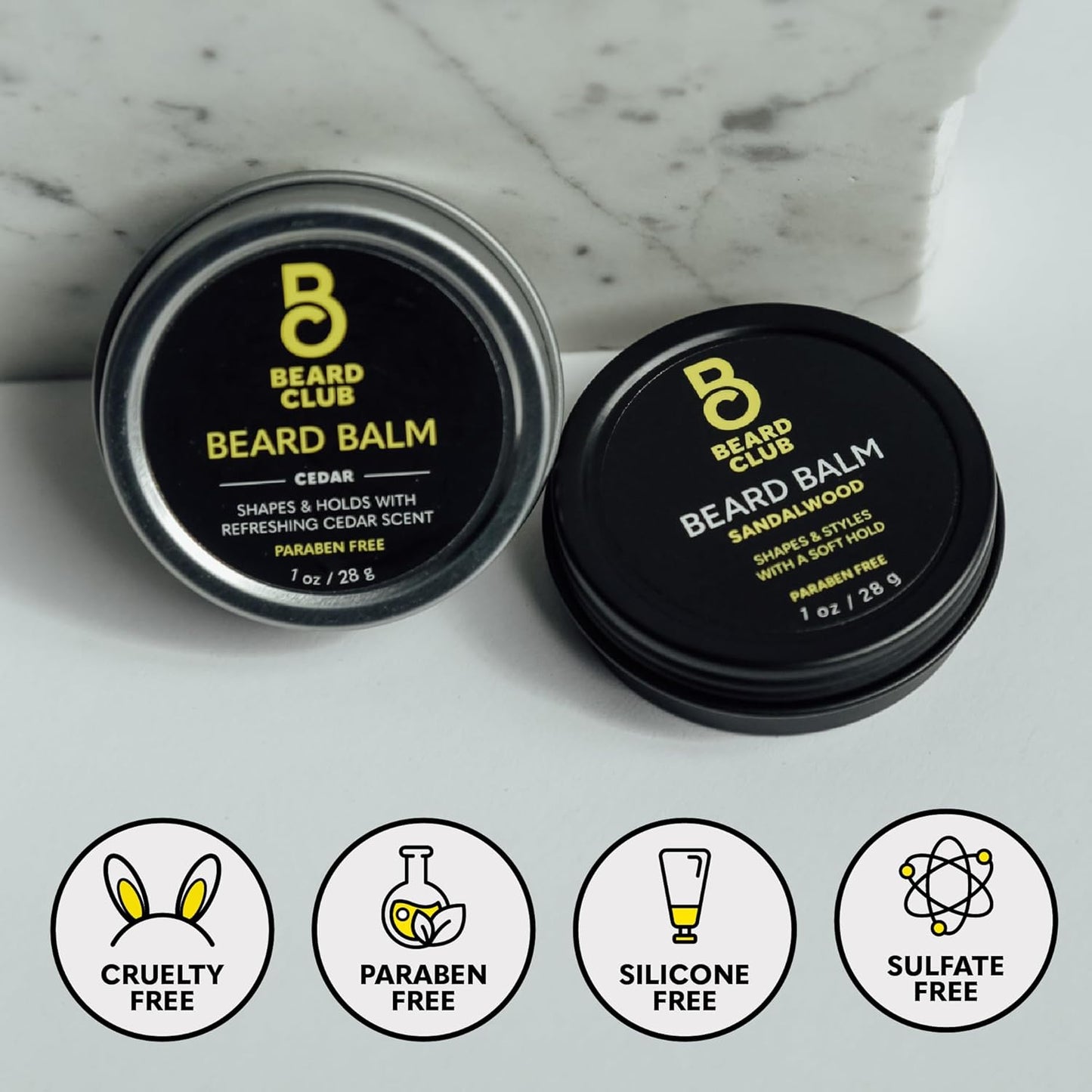 The Beard Club Cedar & Sandalwood Beard Balm - Leave-In Conditioner and Styling Wax for Beard Softening and Moisturizing - 2oz