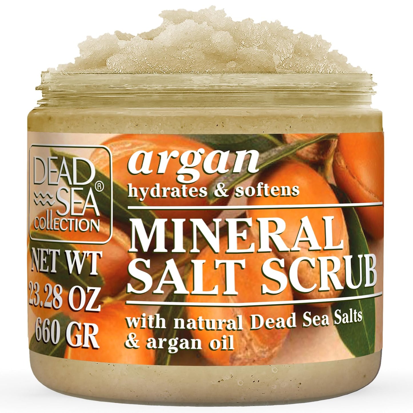 Dead Sea Collection Argan Salt Scrub – Exfoliating Body Scrub for Women – Moisturizing and Nourishing Skin – with Pure Oils and Dead Sea Minerals (23.28 Oz)