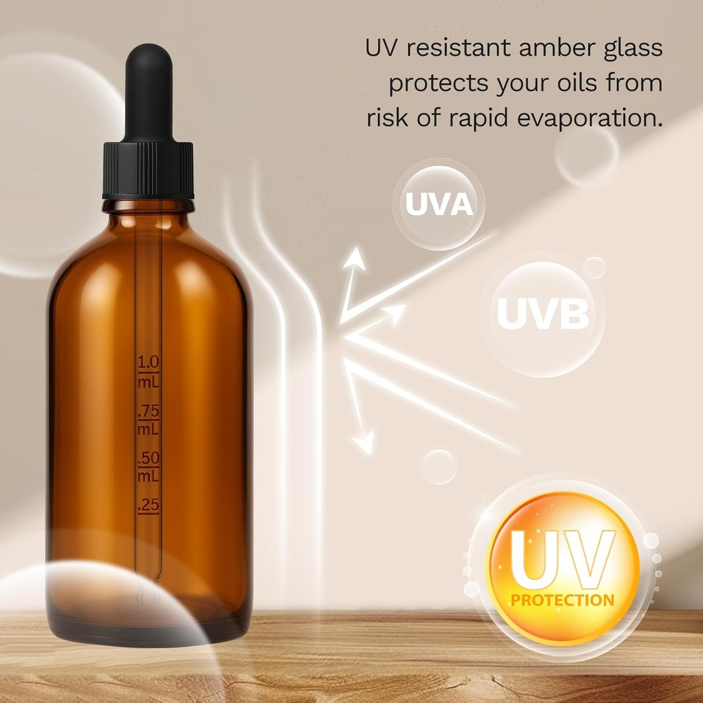 Bumobum 100ml Dropper Bottle, Amber Glass Dropper Bottle with Measured Dropper, 3.4oz Empty Eye Tincture Bottles with Funnel, Pipette & Labels for Essential Hair Oils Serums, 4 Pack