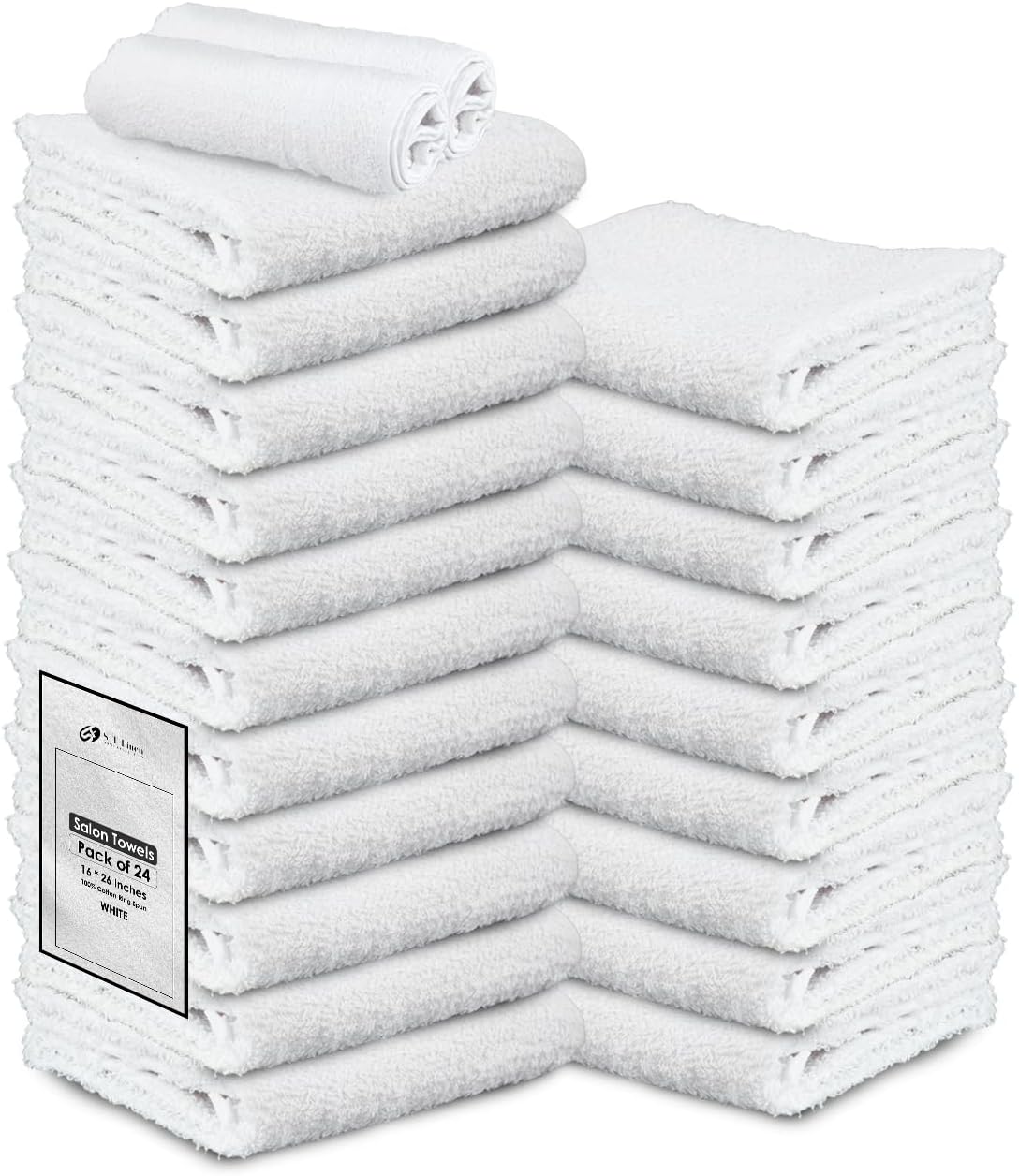 Hand Towels (Pack of 24) White Economy Towels Salon Towels - 100% Cotton Spa Towel – 16 x 27 Inches Highly Absorbable, Facial, Gym, Hair, Face Towel Bulk