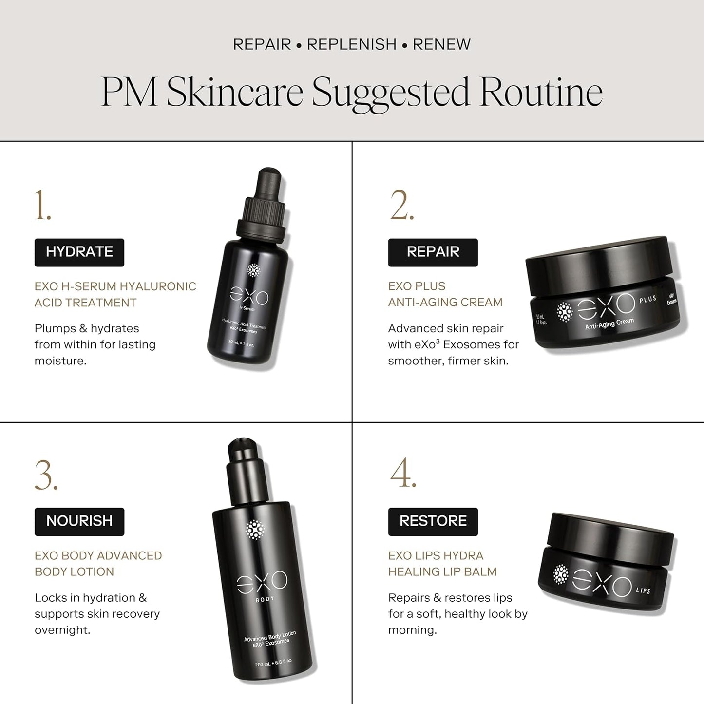 EXO SKIN SIMPLE - EXO H-SERUM™ Exoceuticals Hyaluronic Acid Treatment - Luxury Beauty Serum for Hydration - Premium Exosomes Skincare - Hydrating & Moisturizing with Aloe Vera - 30ml, 1fl.oz.