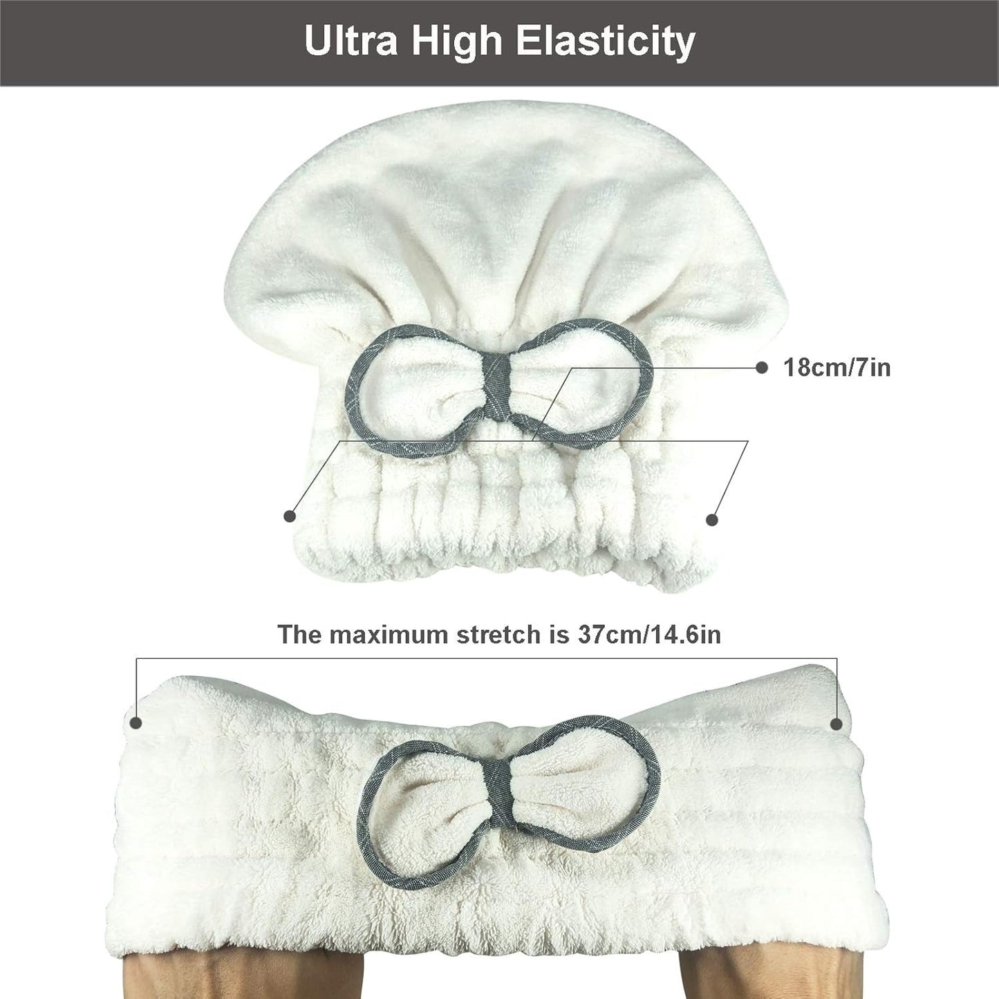 Jseng Large Microfiber Fast Hair Drying Towel Cap [New Upgrade], Extrame Soft & Ultra Absorbent, Fast Drying Hair Caps for Long & Thick Hair