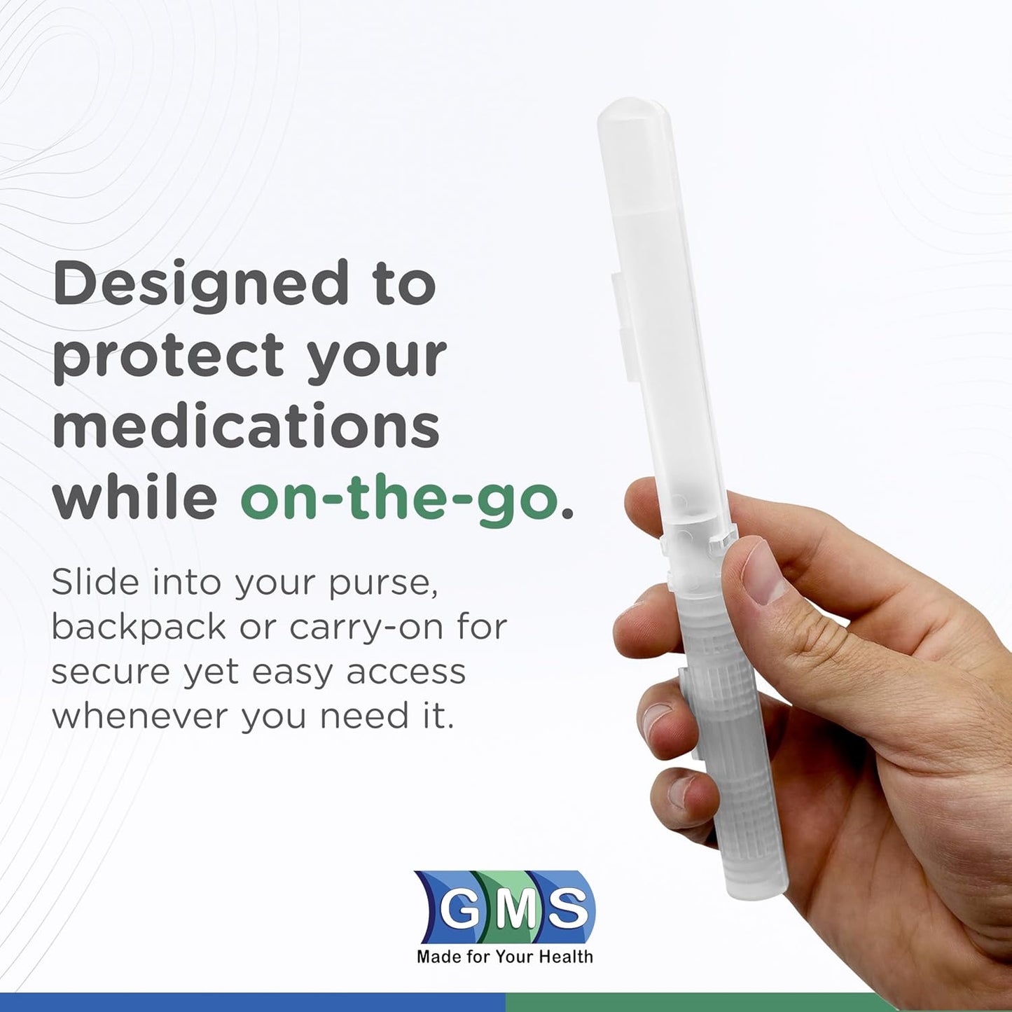 GMS 100 Unit Syringe Case - Holds New, Prefilled & Used Syringes with Needles, Small & Discreet, Ideal for Travel - 2-Pack - Clear