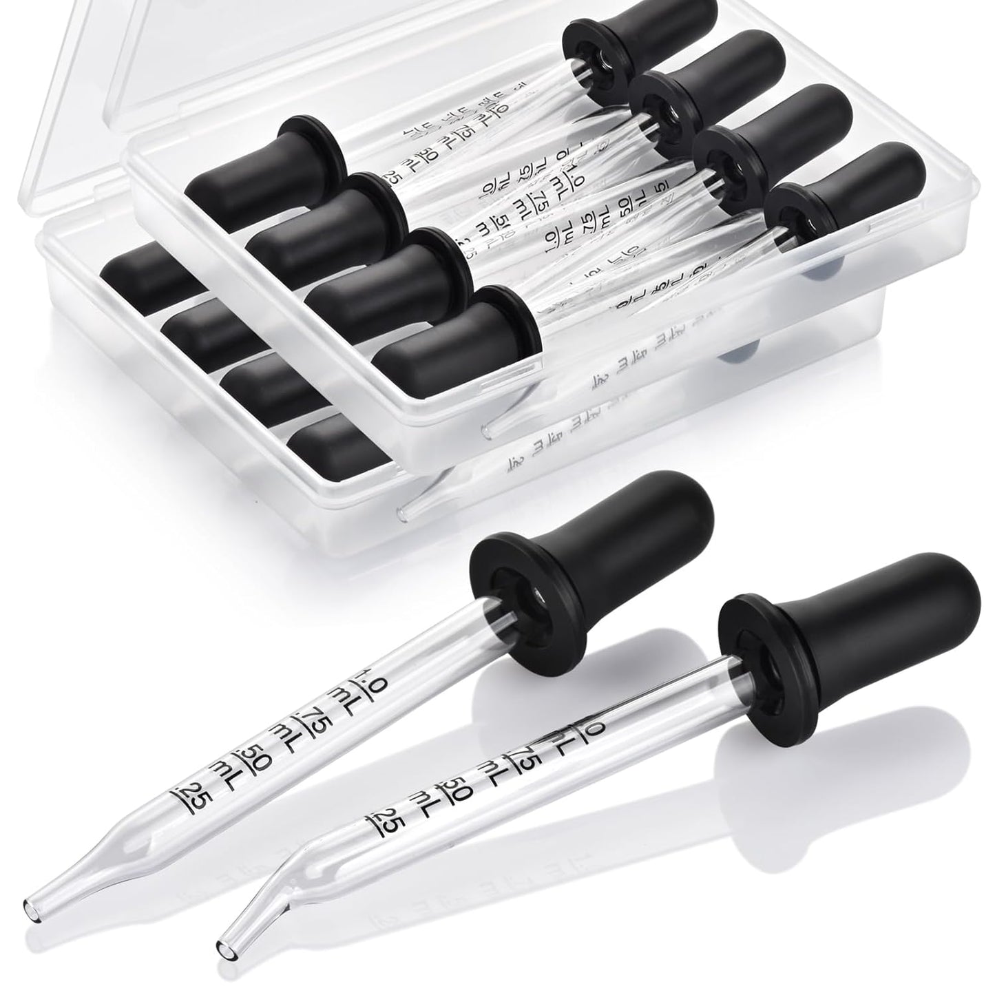 Herain 16 Pack Glass Pipette Dropper, Ear and Eye Dropper Bent & Straight Tips, 1 ml Droppers for Essential Oils, Lab, Crafts, Measuring and Transferring a Variety of Liquids