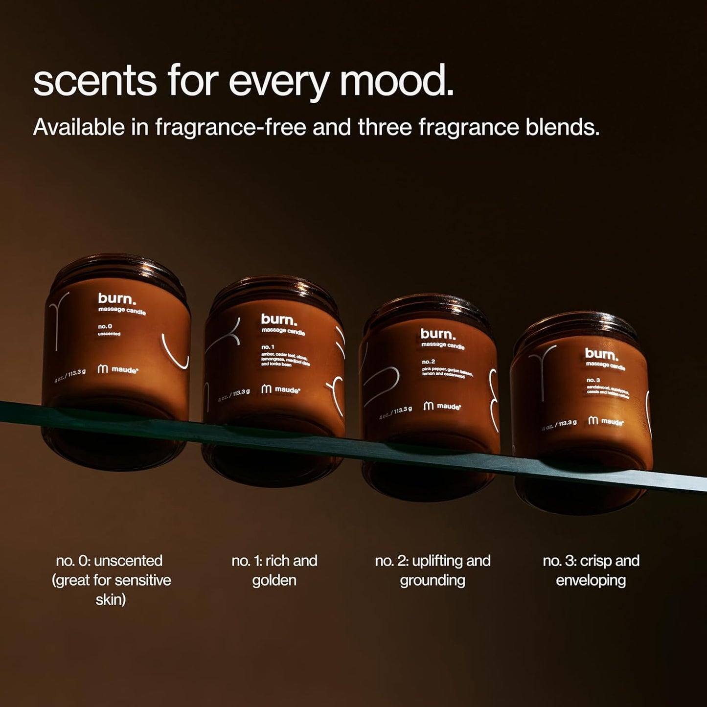 Maude Burn No. 2 - Jojoba Oil Massage Candle with Hydrating, Skin-Softening Soybean Oil - Massage Oil Candle with Notes of Lemon, Cedarwood + Pink Pepper - Home + Self Care Gifts for Women & Men(4 oz)