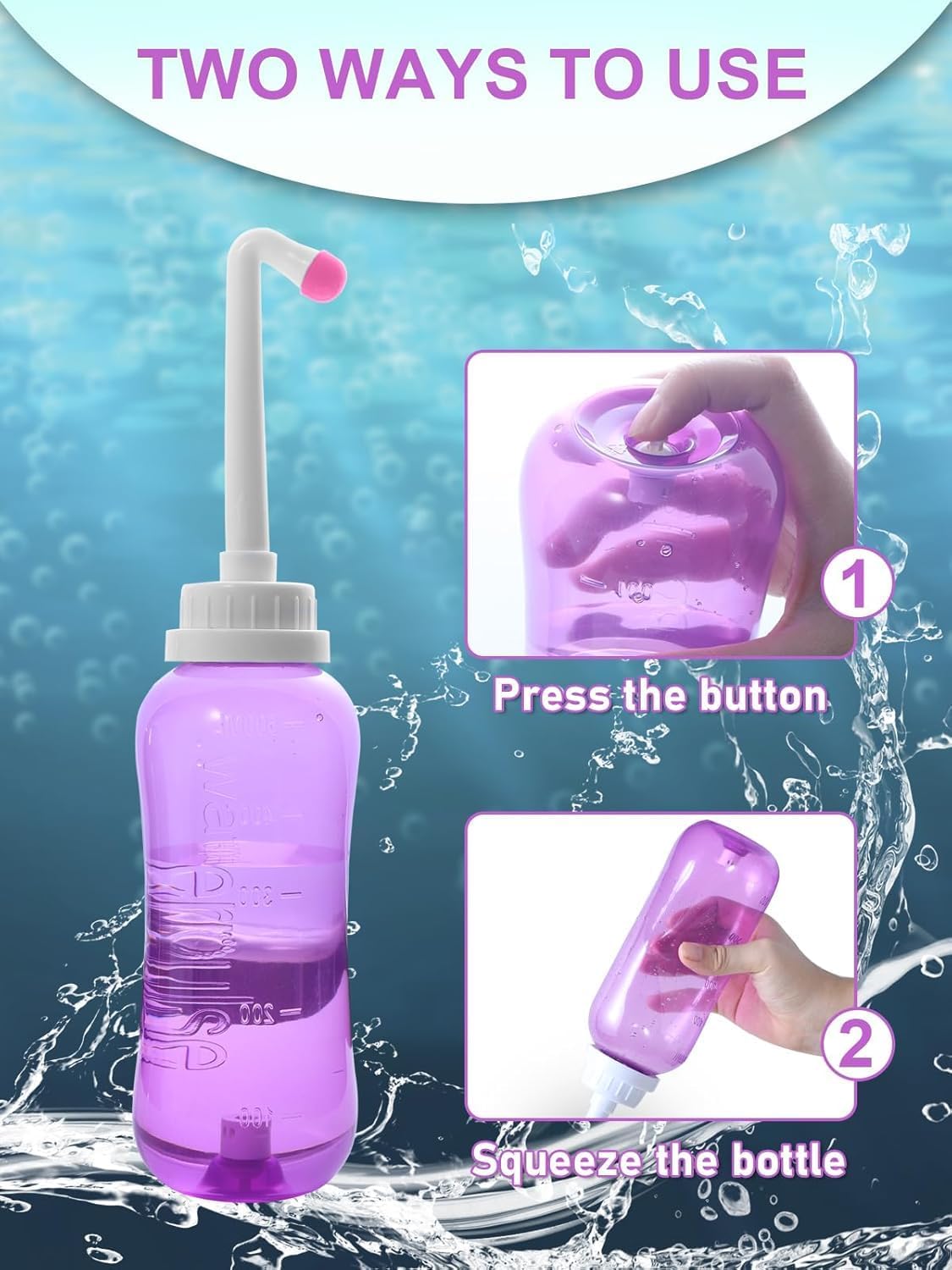 Peri Bottle for Postpartum Travel Bidet - Perineal Care,Portable Travel Squeeze Bottle Bidet for Women Personal Hygiene Cleaning,2 Tubes for Baby Mom After Birth Cleansing and Recovery 16.9OZ (Purple)