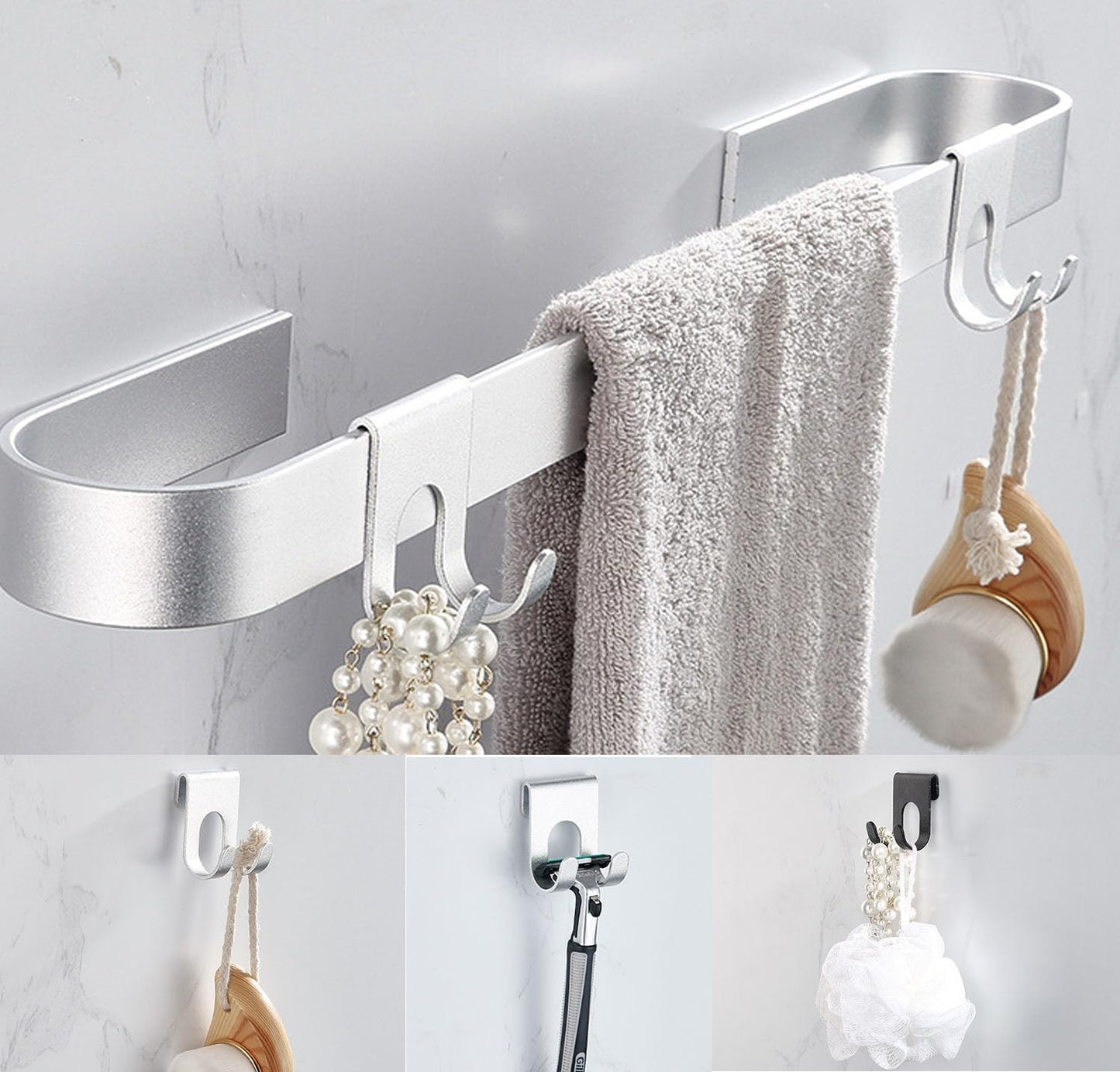 Shower Caddy Hook Razor No Drill Shower Hanger for Hanging Loofah, Towels,Razor Hook Bathroom Office Storage Rack Hanging Bathroom Kitchen Scissors holder-4pcs Black