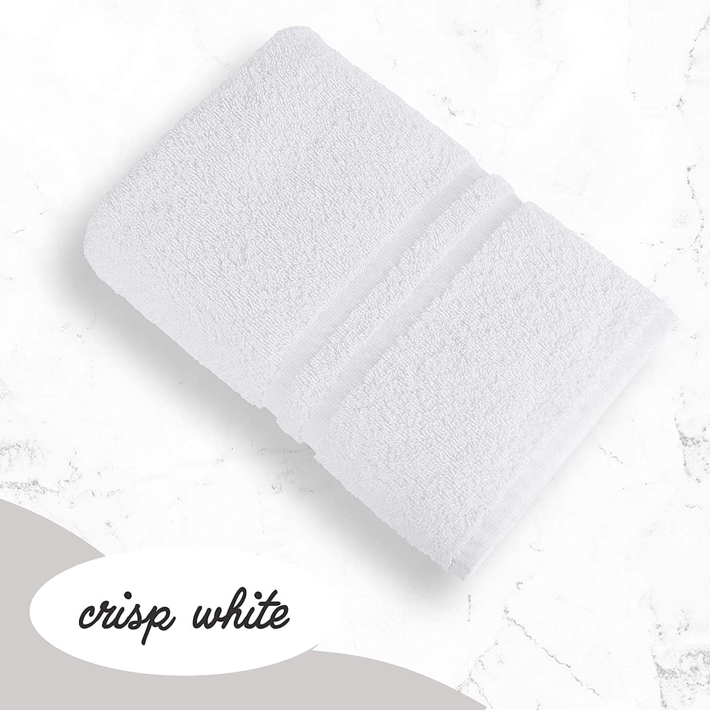 GREEN LIFESTYLE Luxury Bath Towel - White Large Bath Towels Pack for Spa, Gym, Bathroom, Hotel - 86% Cotton 14% Polyester -Super Soft, Thick and Absorbent 24 x 50 Bulk Bath Towel - (48-Pack)