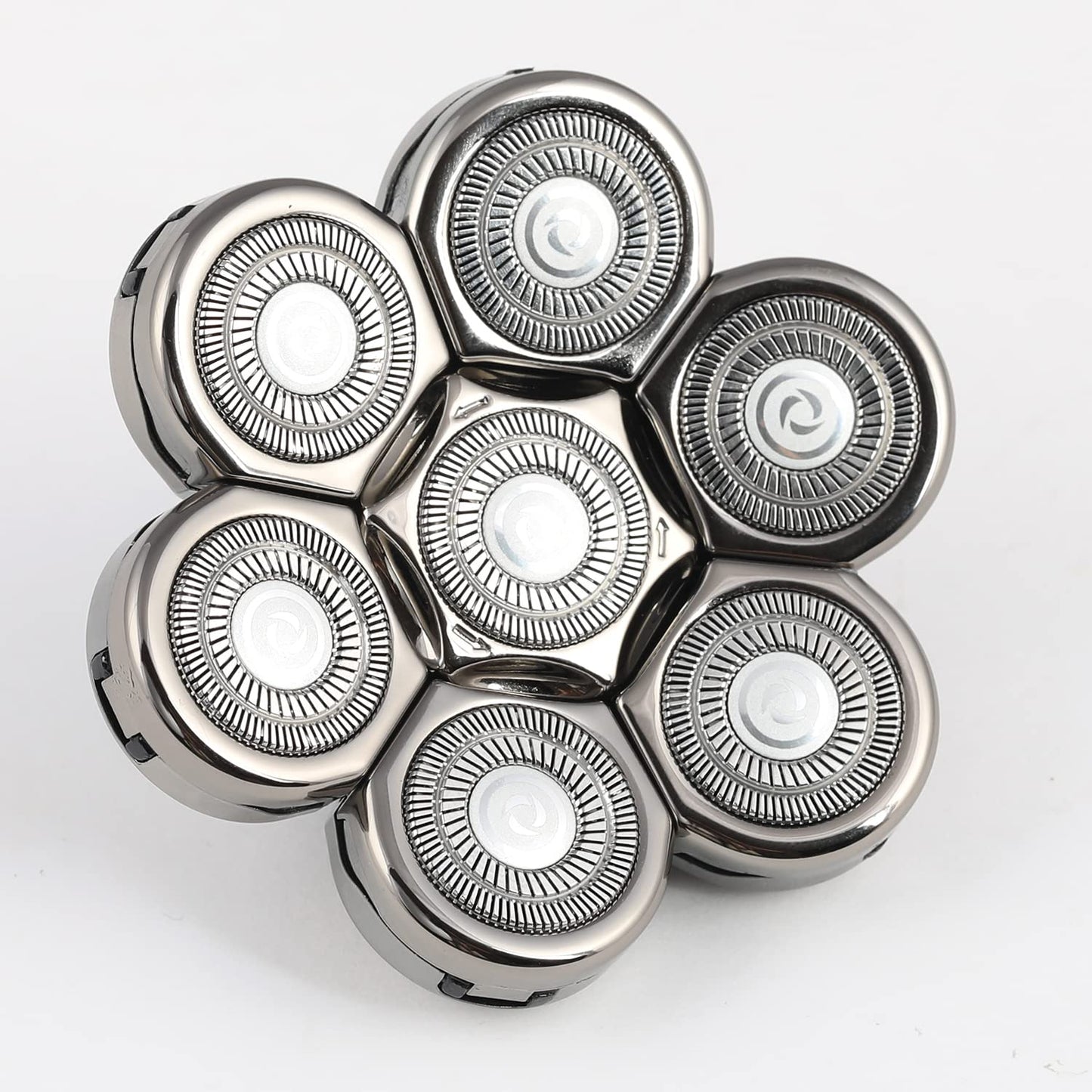 7 Blades Head Men's Electric Shaver Replacement Heads Floating Washable Shaver Replacement Blades for Bald Men (Silvery)