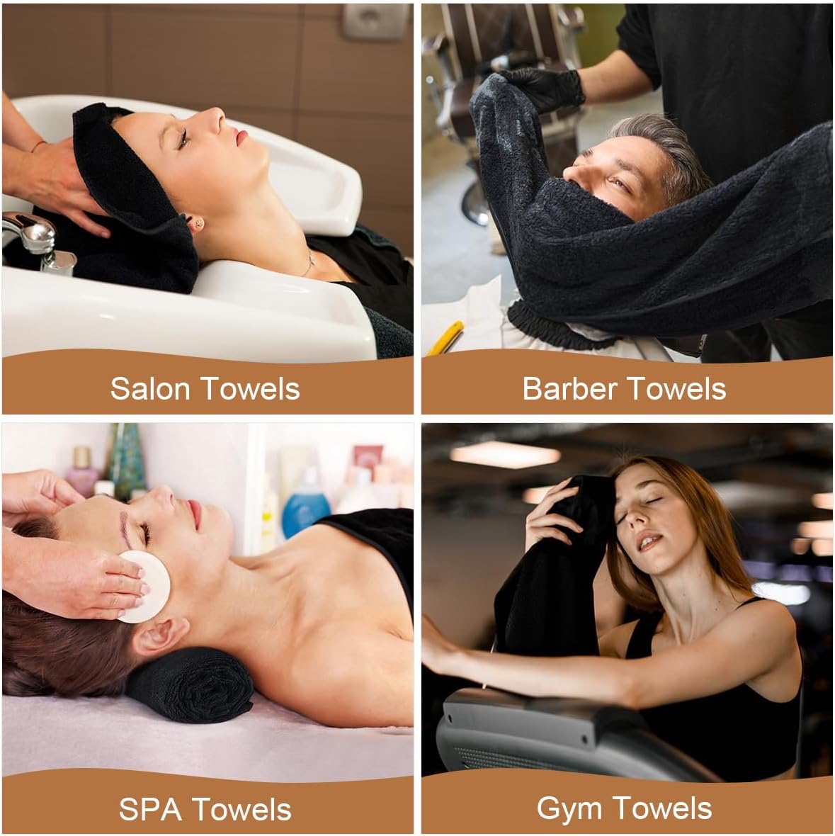 Orighty Salon Towels 24 Pack, Microfiber Hair Salon Towel 16 x 29 Inch, Super Soft and Absorbent Black Towels for Salon, Hand, Gym, Bath, Spa and Home Hair Care, Not Bleach Proof