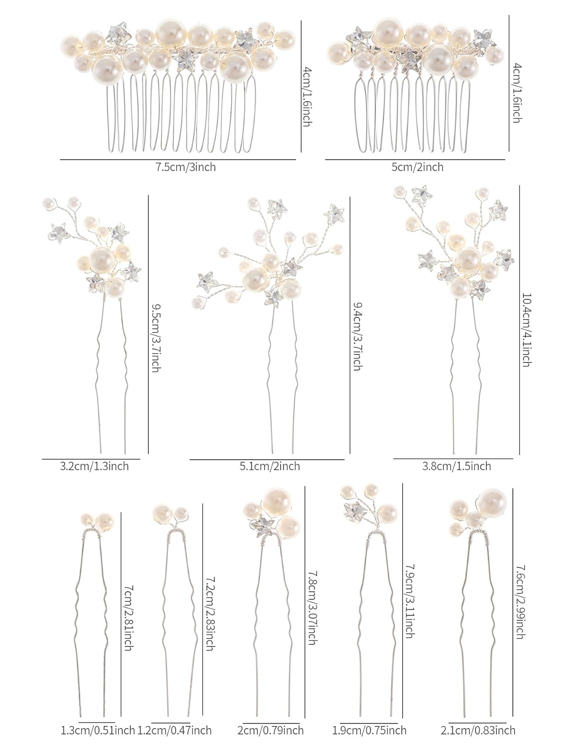 Pearl Bridal Hair Pins Wedding Hair Comb Bridal Hair Accessories for Wedding Brides Women Girls Star Shape