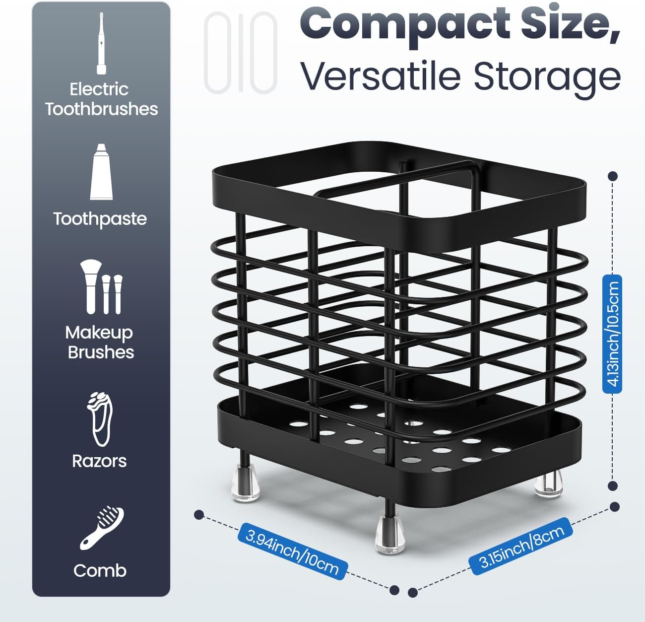 Luxspire Toothbrush Holders for Bathroom, Stainless Steel Electric Toothbrush Holder Wall Mounted, Shower Toothbrush Toothpaste Holder, Bathroom Organizer Essentials, 2 Slots, Black