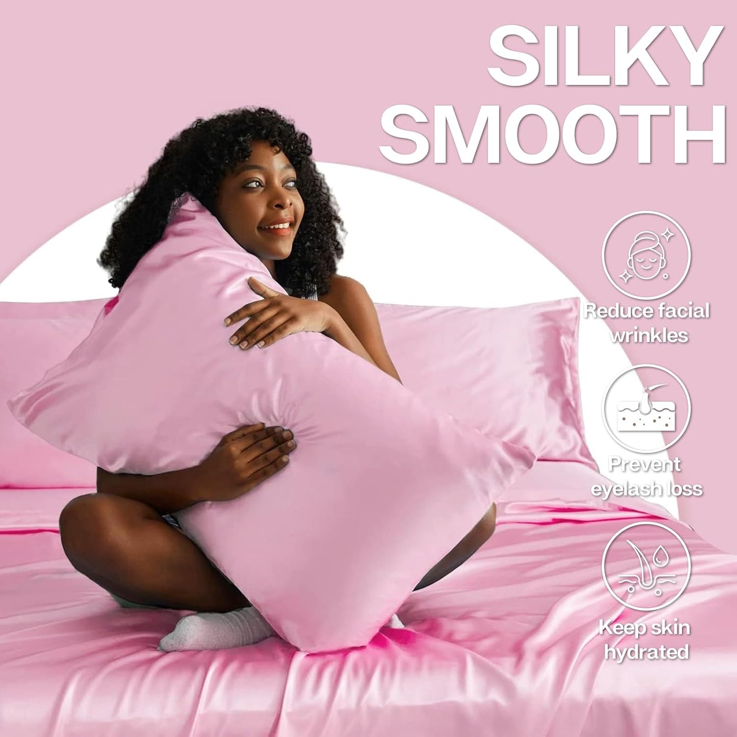 MR&HM Satin Pillowcase for Hair and Skin, Silk Satin Pillowcase 2 Pack, King Size Pillow Cases Set of 2, Silky Pillow Cover with Envelope Closure (20x36, Pink)