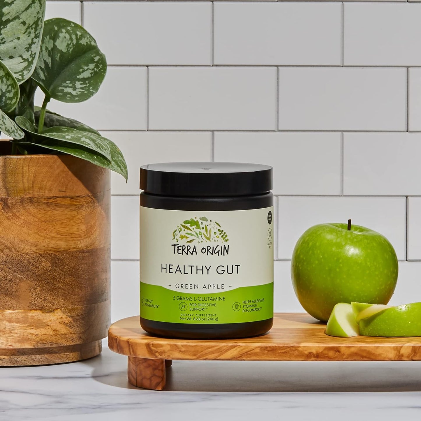 Healthy Gut Green Apple | 30-Servings with L-Glutamine, Zinc, Glucosamine, Slippery Elm Bark, Marshmallow Root and More!