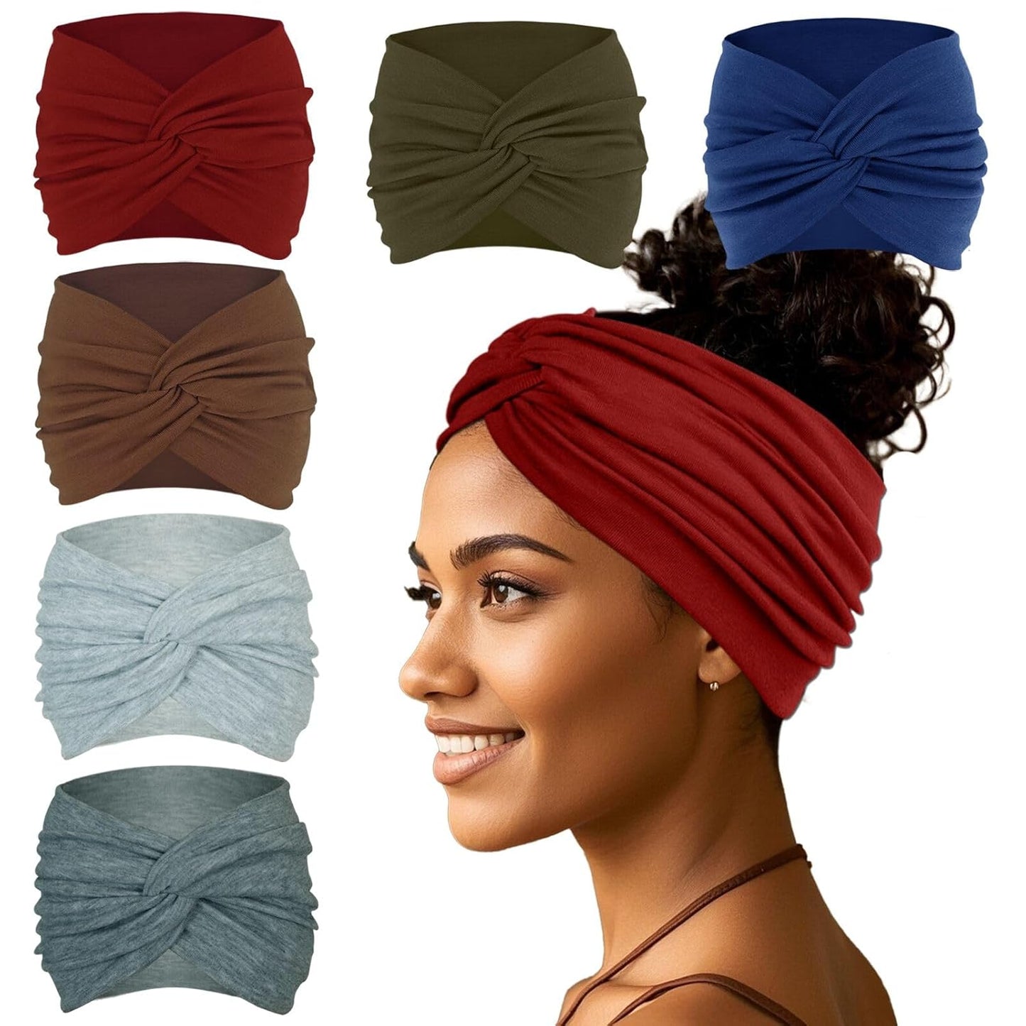 Wide Headbands For Women Extra Large Headband Twisted Knot Head Bands For Women's Hair Band Turban Accessories 6 Pack