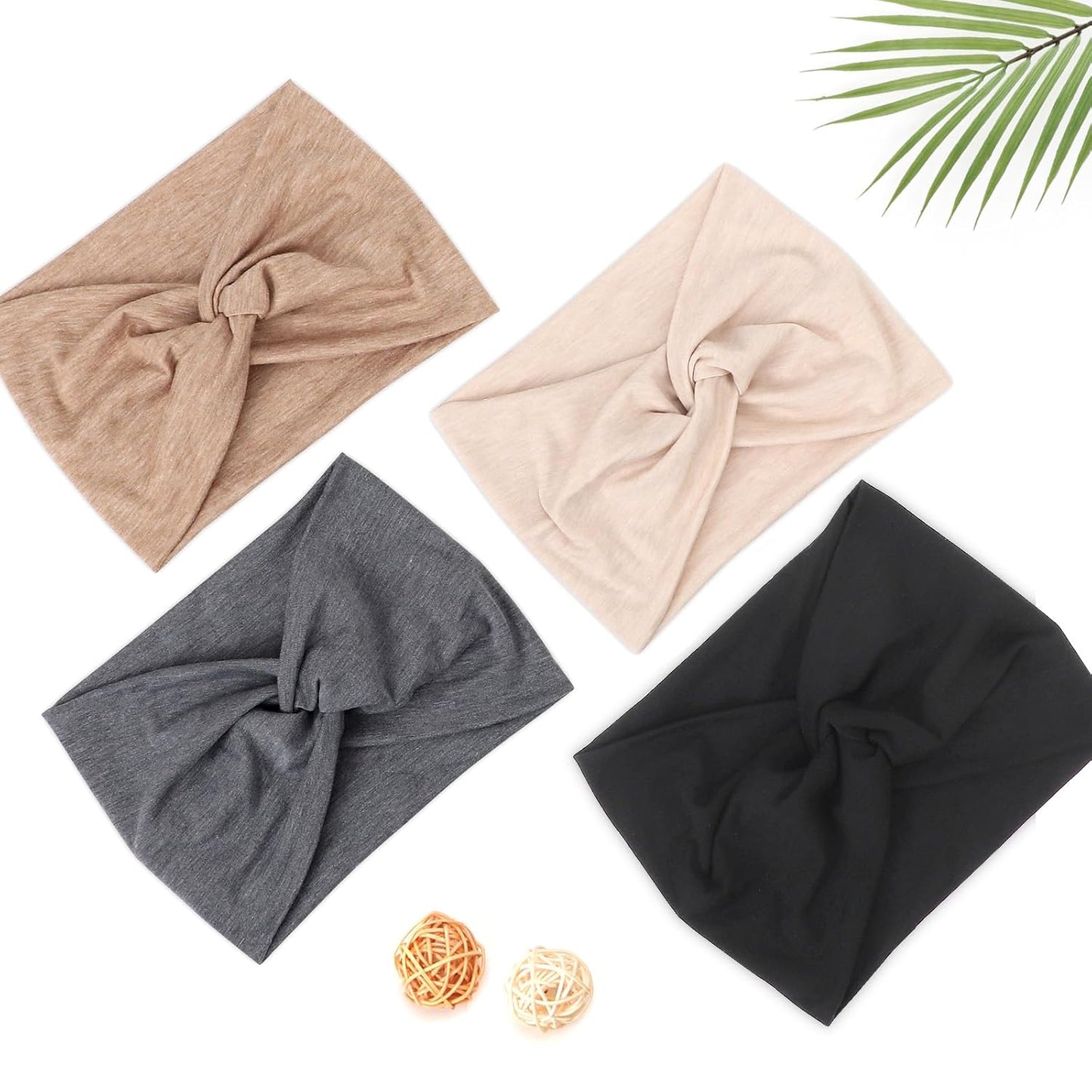 DRESHOW Extra Wide Headbands for Women Cotton Turban Knotted Bandana Head Bands Non Slip Boho Hair Accessories for Sports & Yoga