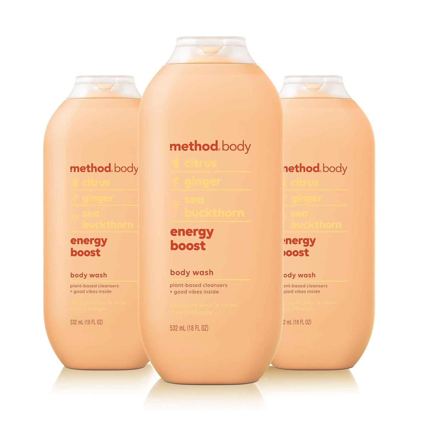 Method Body Wash, Energy Boost, 18oz (Pack of 3)