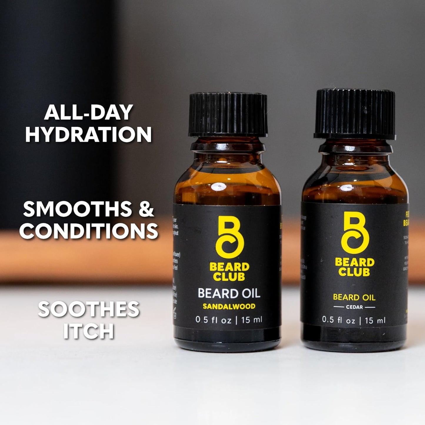 The Beard Club Duo Pack: Premium Cedar & Sandalwood Beard Oils for Men - Natural Moisturizer, Conditioner - Hydrates, Softens, Strengthens Hair Follicles & Soothes Skin - For All Beard Types