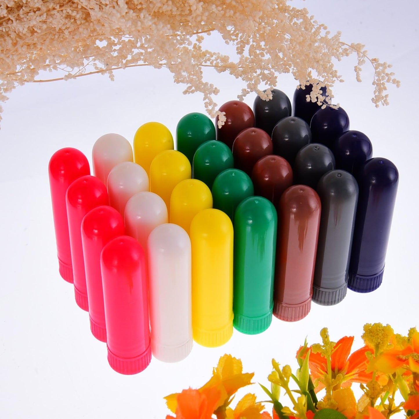 eBoot 28 Sets Essential Oil Aromatherapy Nasal Inhalers Tubes Refillable Inhaler Stick, 7 Colors, with Wicks