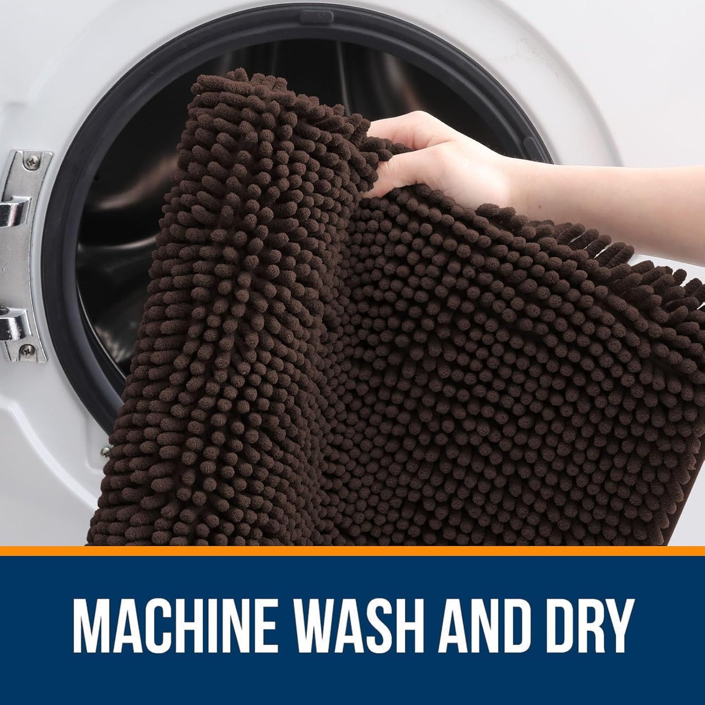 OLANLY Bathroom Rugs 59x35, Extra Soft Absorbent Chenille Bath Rugs, Rubber Backing Quick Dry, Machine Washable Bath Mats for Bathroom Floor, Tub and Shower, Home Decor Accessories, Brown