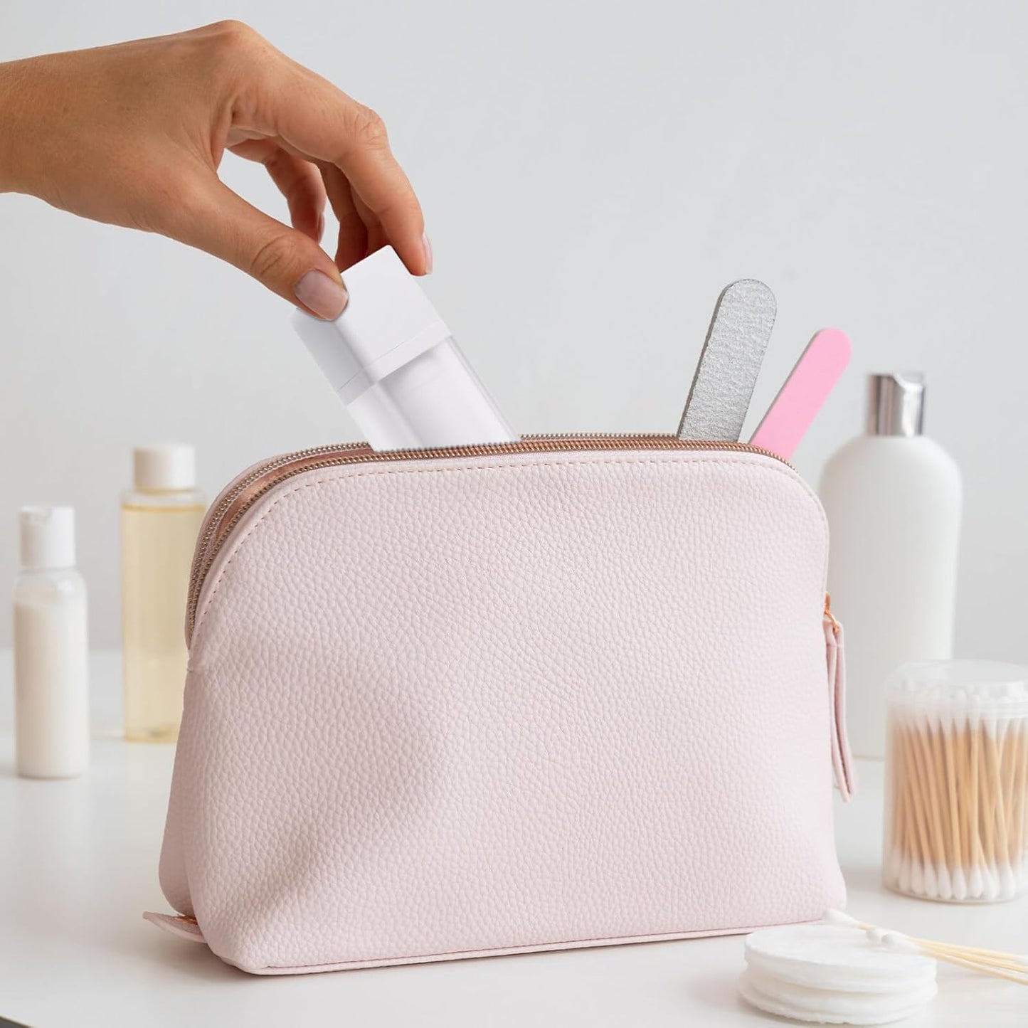 Beaupretty Frosted Travel Pump Bottle Set - 3Pcs Refillable Airless Cosmetic Dispensers for Lotion Shampoo and Body Wash - Portable Leak-Proof Design (4.88 X 1.41 Inch)