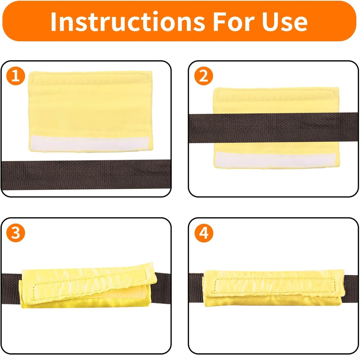 6 Pack Satin Strap Covers Breathable Strap Cushions Work for Most Headgear Straps Can Reduce The Tracks On The Face Made of Soft Fabric Face Pads (Yellow)