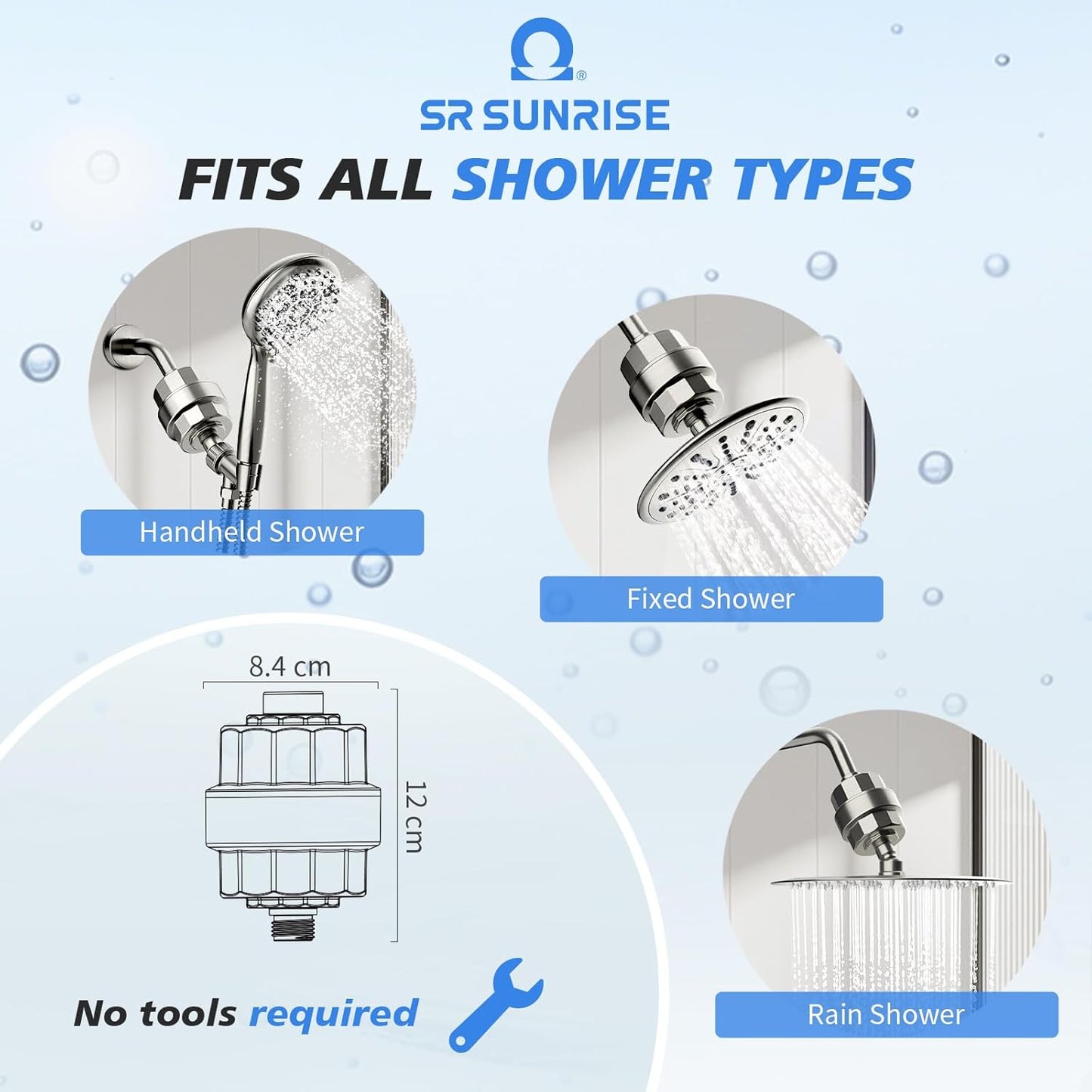 20-Stage Shower Filter-Shower Head Filter for Hard Water, with 1 Replaceable Cartridges, High Output Shower Water Filter for Removing Chlorine and fluoride, Brushed Nickel
