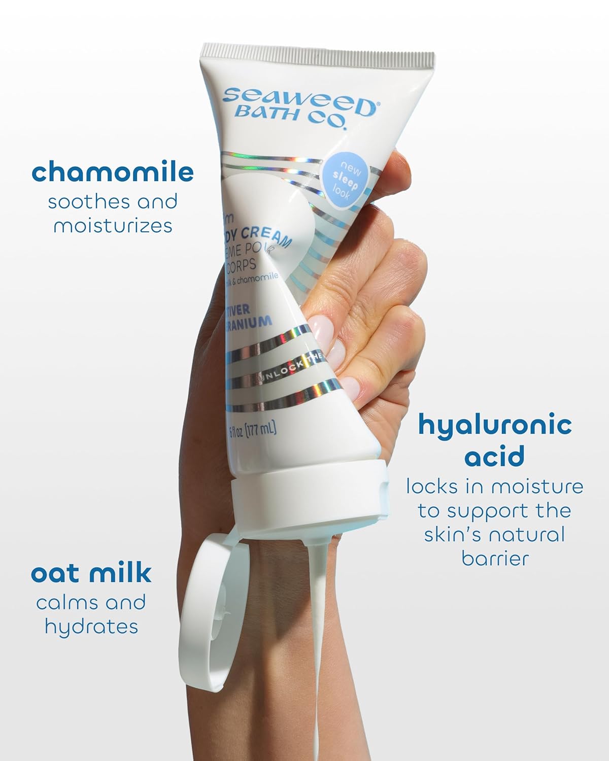 Seaweed Bath Co. Calm Body Cream - Vetiver Geranium | Soothing Hand and Body Lotion With Oat Milk, Shea Butter, and Chamomile | Natural, Vegan Moisturizer For Dry Skin | 6 oz