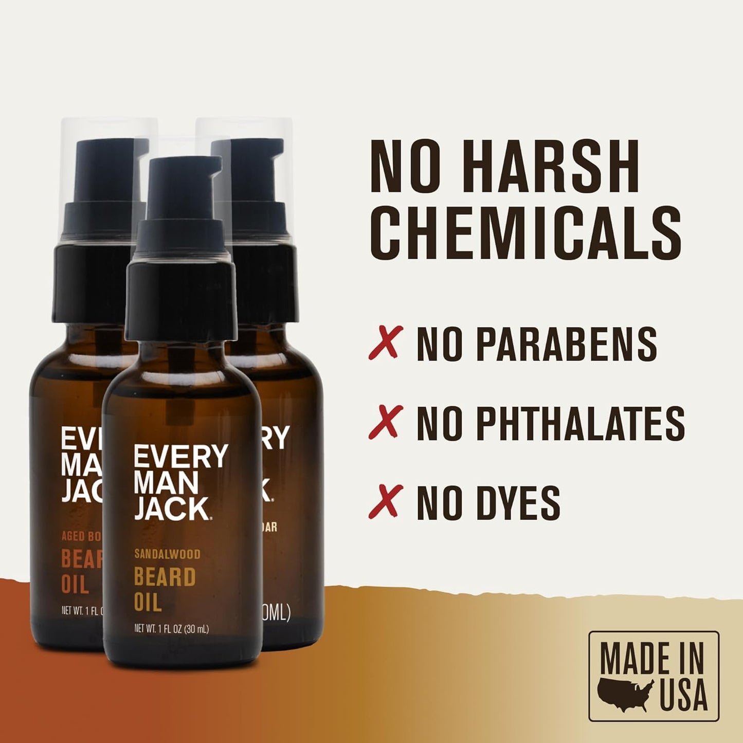 Every Man Jack Mens Beard Oil Variety Pack - 1 Each of Sandalwood, Vanilla + Cedar, and Aged Bourbon - Softens Your Beard & Adds a Natural Shine - Naturally Derived w/Shea Butter - 1 fl oz (3 Pack)