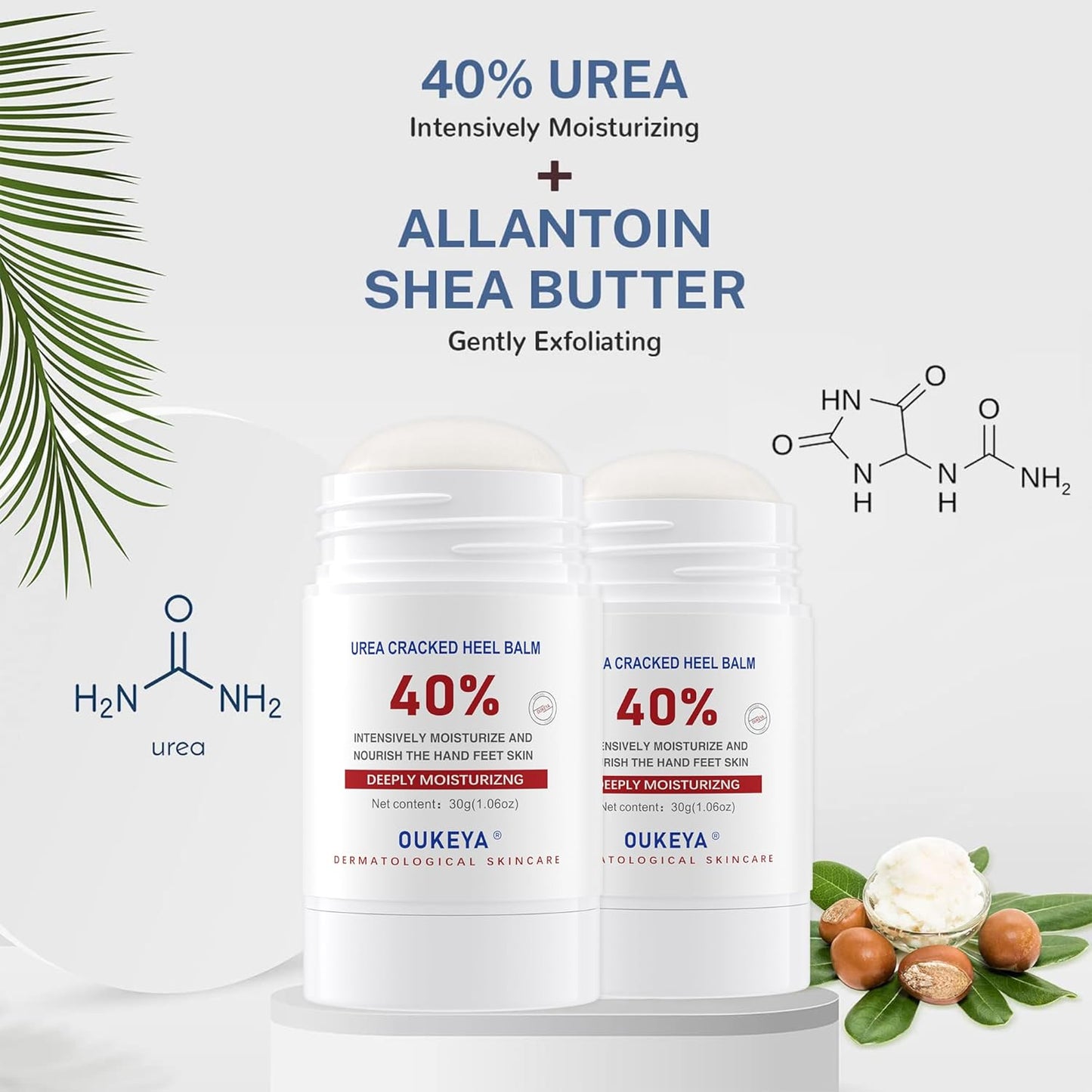 OUKEYA Urea Cream Stick 40 Percent,Heel Balm,Urea Hand Cream Stick and Foot Cream Stick for Dry Cracked,Cracked Heel Treatment.Urea Cream 40 Percent for Feet Maximum Strength（2 Pack）