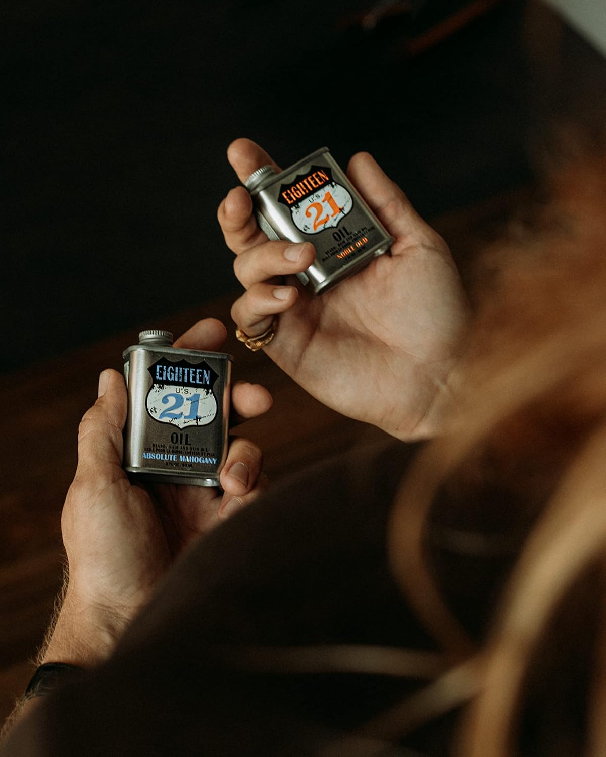 18.21 Man Made Noble Oud & Absolute Mahogany Beard, Hair & Skin Oil 2-Set Bundle, All Hair & Skin Types for Men, Strengthens and Moisturizes in a Manly Aroma