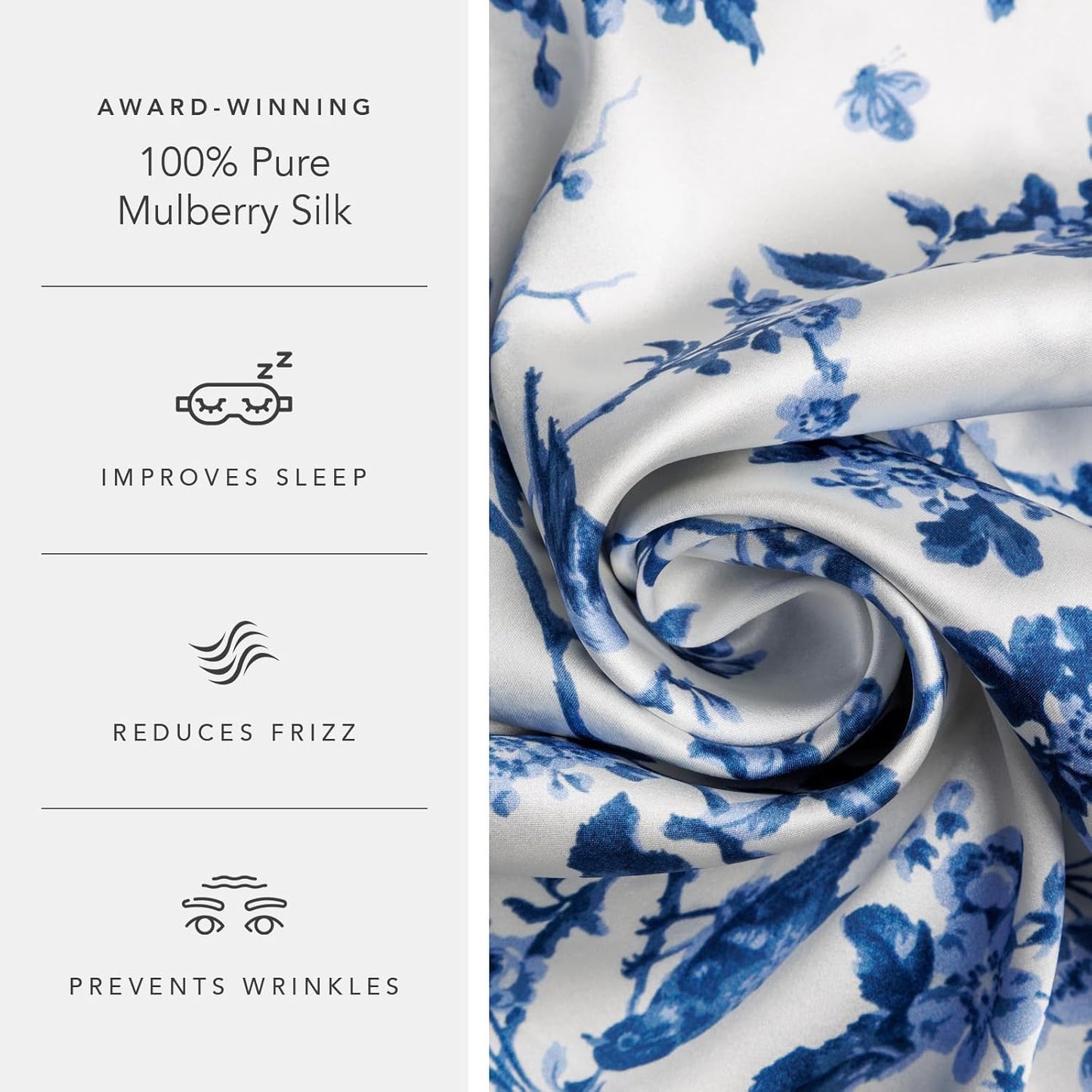 Fishers Finery 25mm 100% Pure Mulberry Silk Pillowcase (Tea Cup Print, Standard)