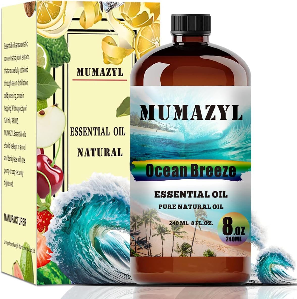 Ocean Breeze Essential Oil, Ocean Breeze Oil 8 Fl Oz 240ML for Diffuser Humidifier Yoga Cleaning DIY Candle Soap Making Fragrance Oils