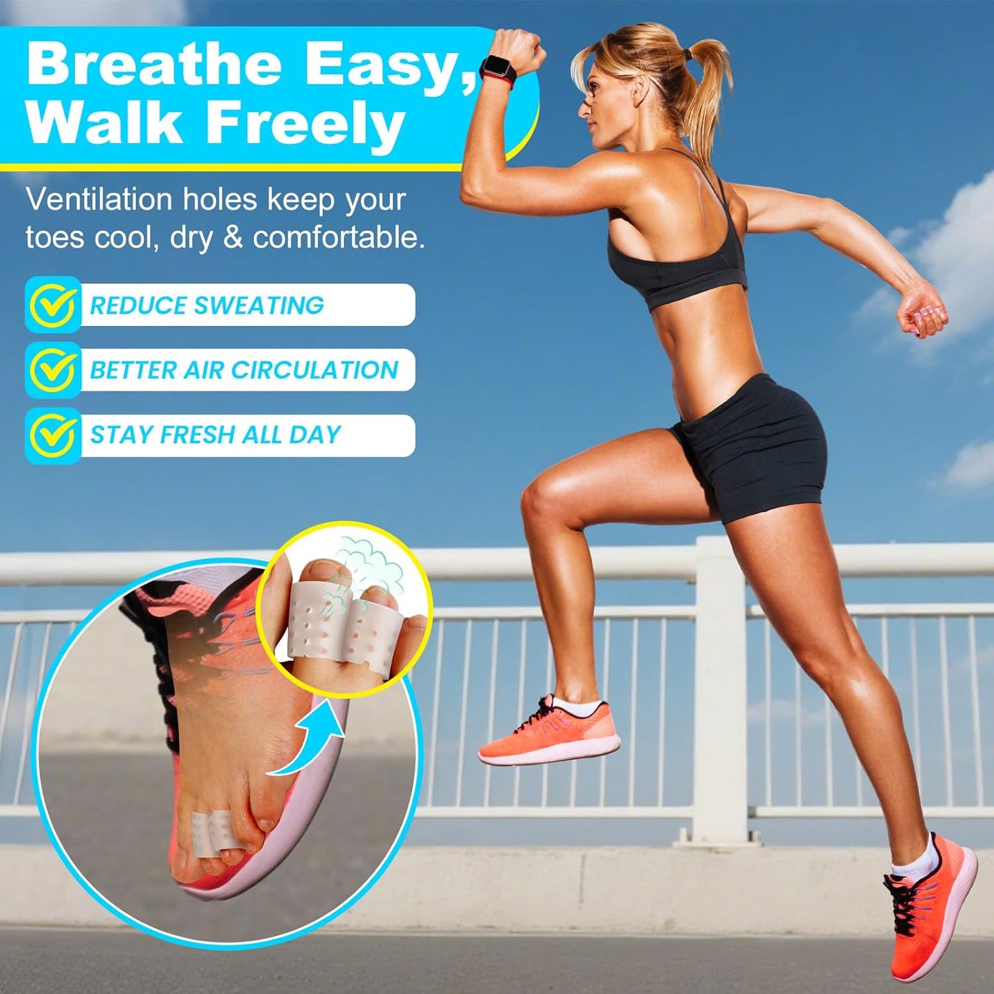 Pnrskter Silicone Toe Protectors - (14Pcs Medium) - Breathable Toe Sleeves for Women & Men - Toe Caps for Blisters, Corns, Calluses, Toenails Loss - Toe Cushions for Daily Use, Traveling Essentials