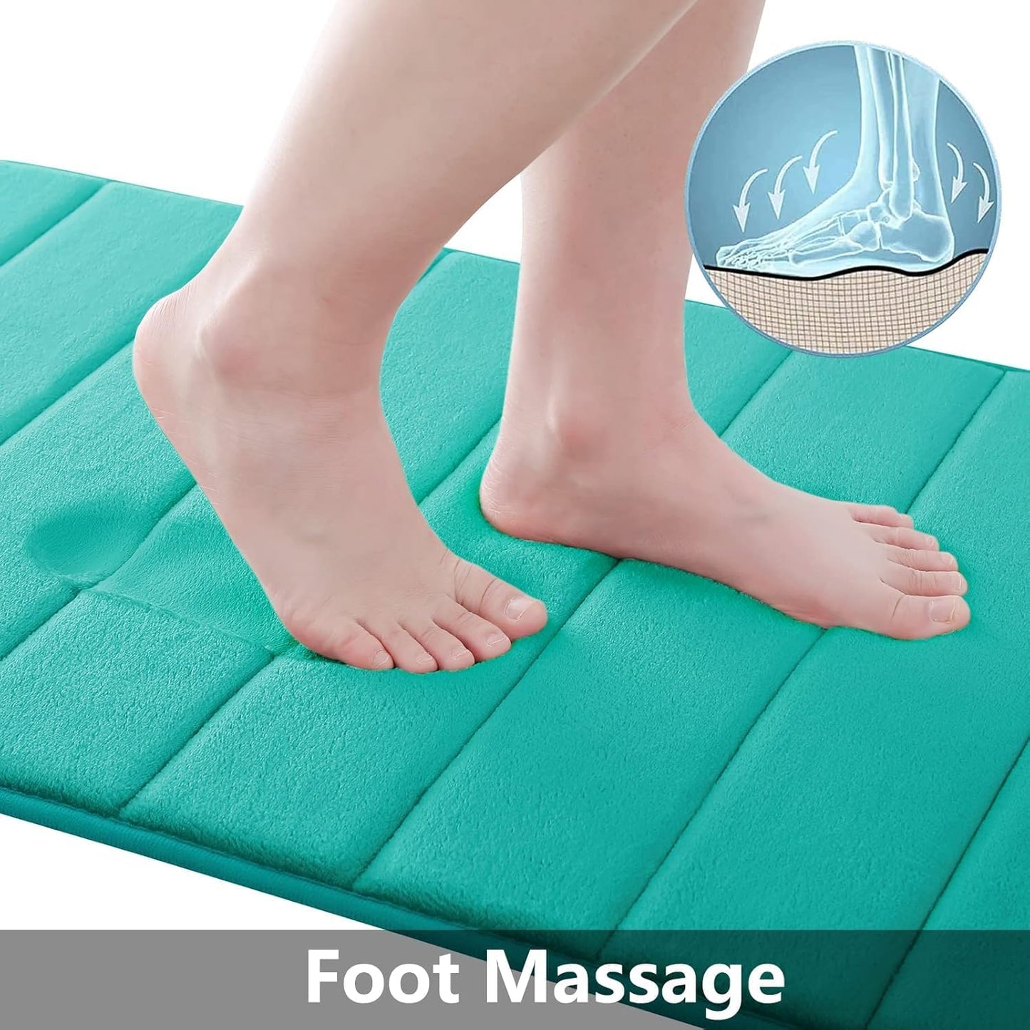 Buganda Memory Foam Bath Mat, 59" x 17", Ultra Soft and Non-Slip Bathroom Rugs, Water Absorbent and Machine Washable Bath Rug Runner for Bathroom, Shower, and Tub, Teal