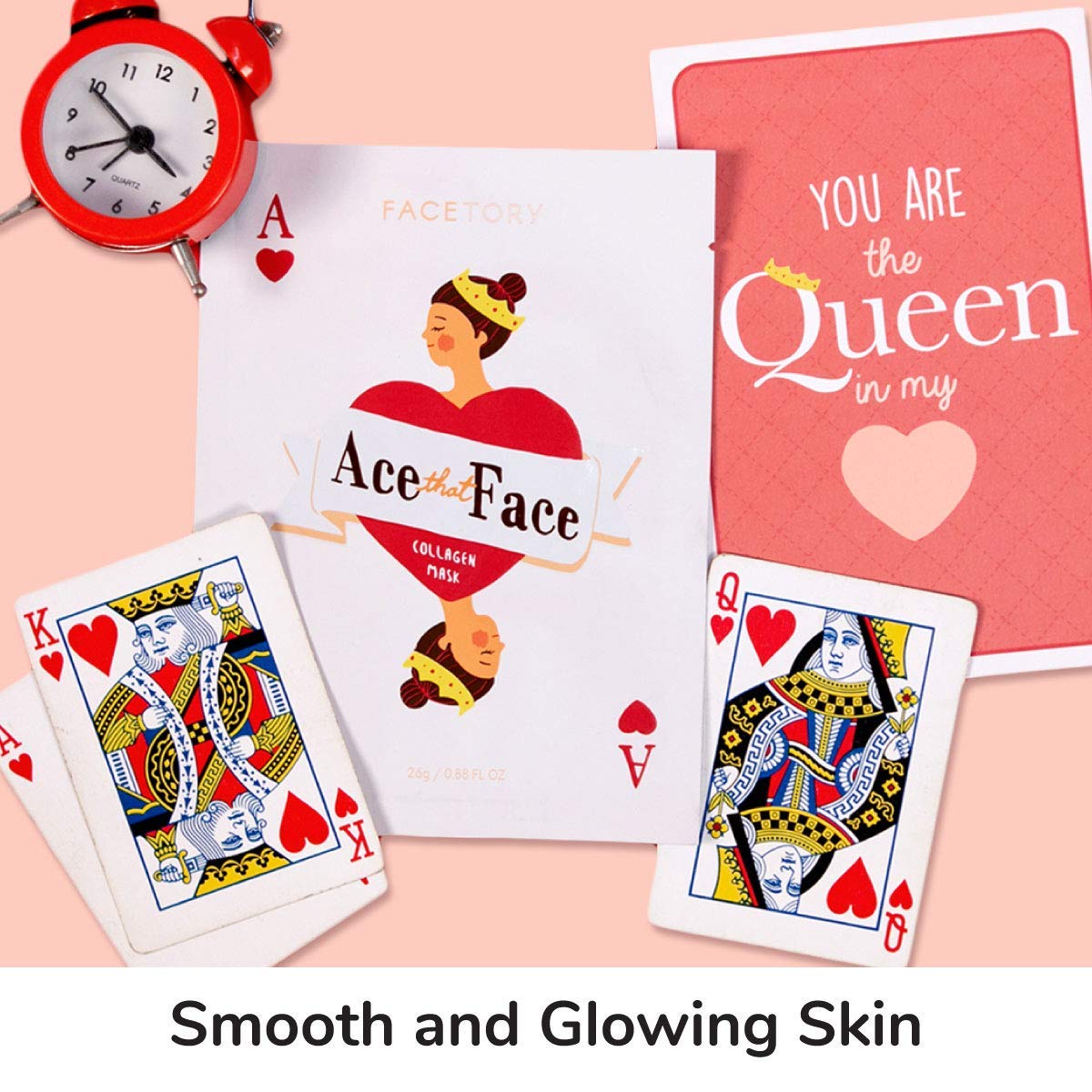 FACETORY K Beauty Face Mask Skin Care - ACE THAT FACE FIRMING COLLAGEN Sheet Mask with Collagen & Mushroom Extract | For Plump and Glowing Skin (10 Pack)