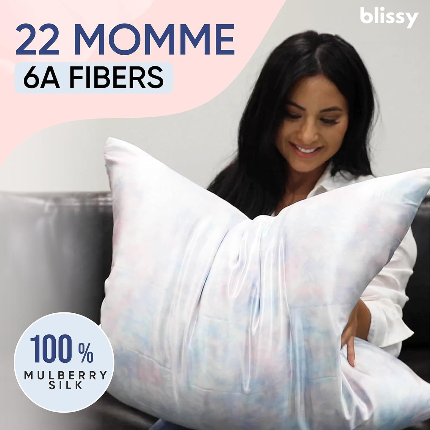 Blissy Silk Pillowcase - 100% Pure Mulberry Silk - 22 Momme 6A High-Grade Fibers - Silk Pillow Cover for Hair & Skin - Regular, Queen & King (Tie Dye, Standard)