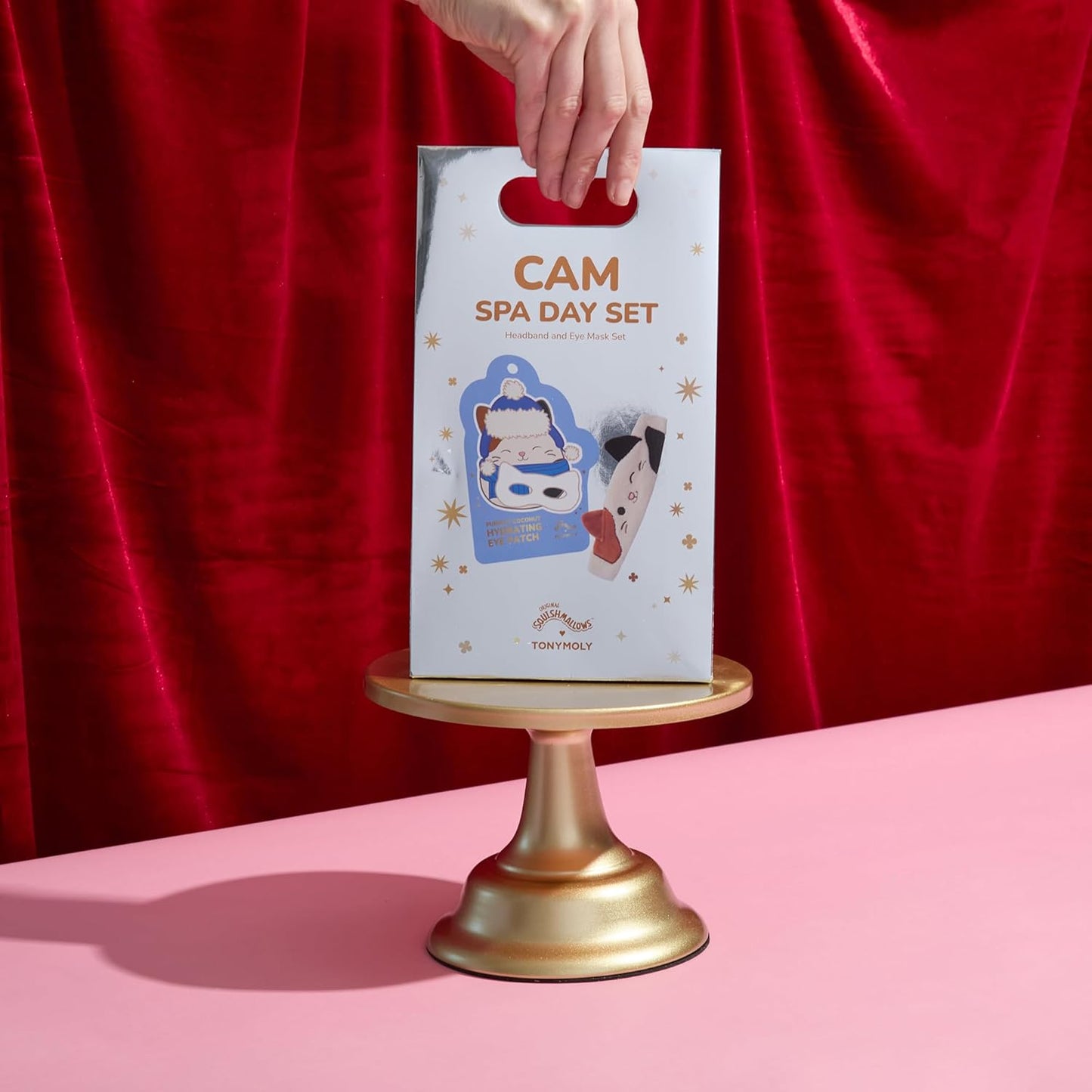 TONYMOLY x Squishmallows Cam Spa Day Set | Hydrating Coconut Eye Mask + Plush Cat Spa Headband | Limited Edition Holiday Gift Set for Relaxation, Skincare, and Self-Care at Home