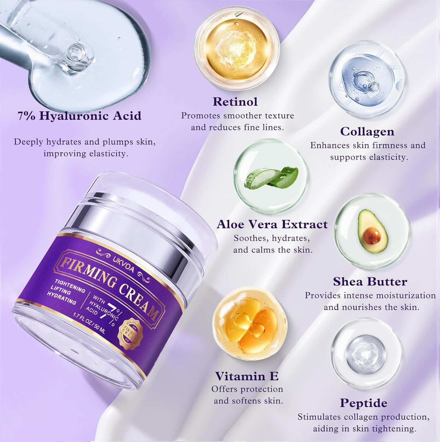 Retinol Neck & Face Wrinkle Cream for Women, Neck Cream for Tightening and Firming, Anti Aging Skin Care with Collagen & Hyaluronic Acid, Instant Face Lift Cream 1.7 Fl Oz