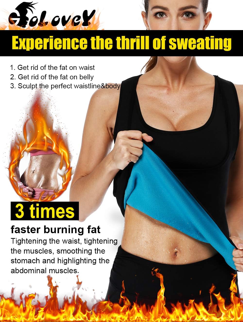 Women Neoprene Sauna Vest Waist Trainer Hot Sweat Slim Corset Body Shaper with Zipper Workout Tank Top