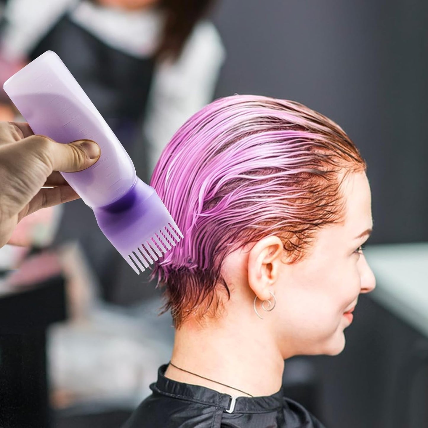 Root Comb SIMPLE GRIP Applicator Bottles, 6 Ounce, Oil Applicator with Graduated Scale (2 Pack, Purple)