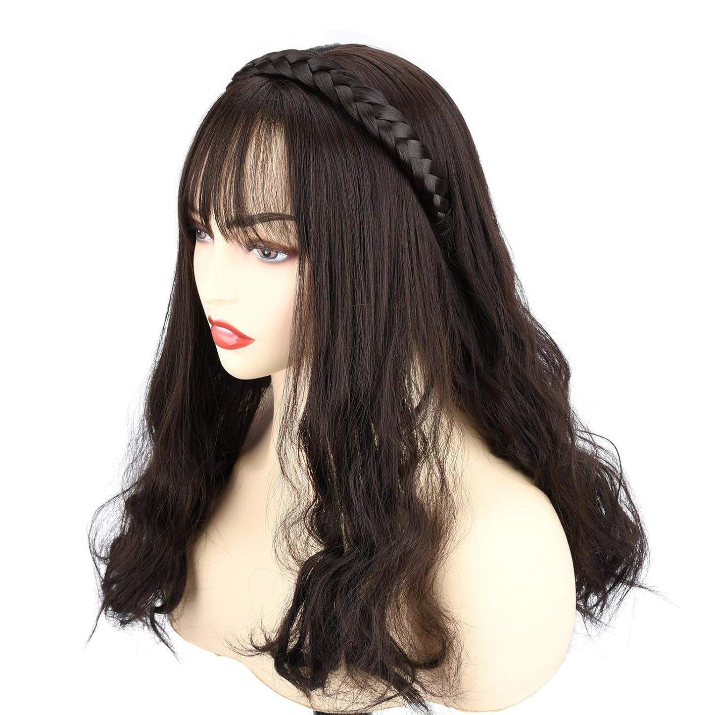 DIGUAN Width 0.9 inches Synthetic Hair Plaited Headband Braid With Teeth Hair Band Accessories for Women Girl (Salt/Pepper)