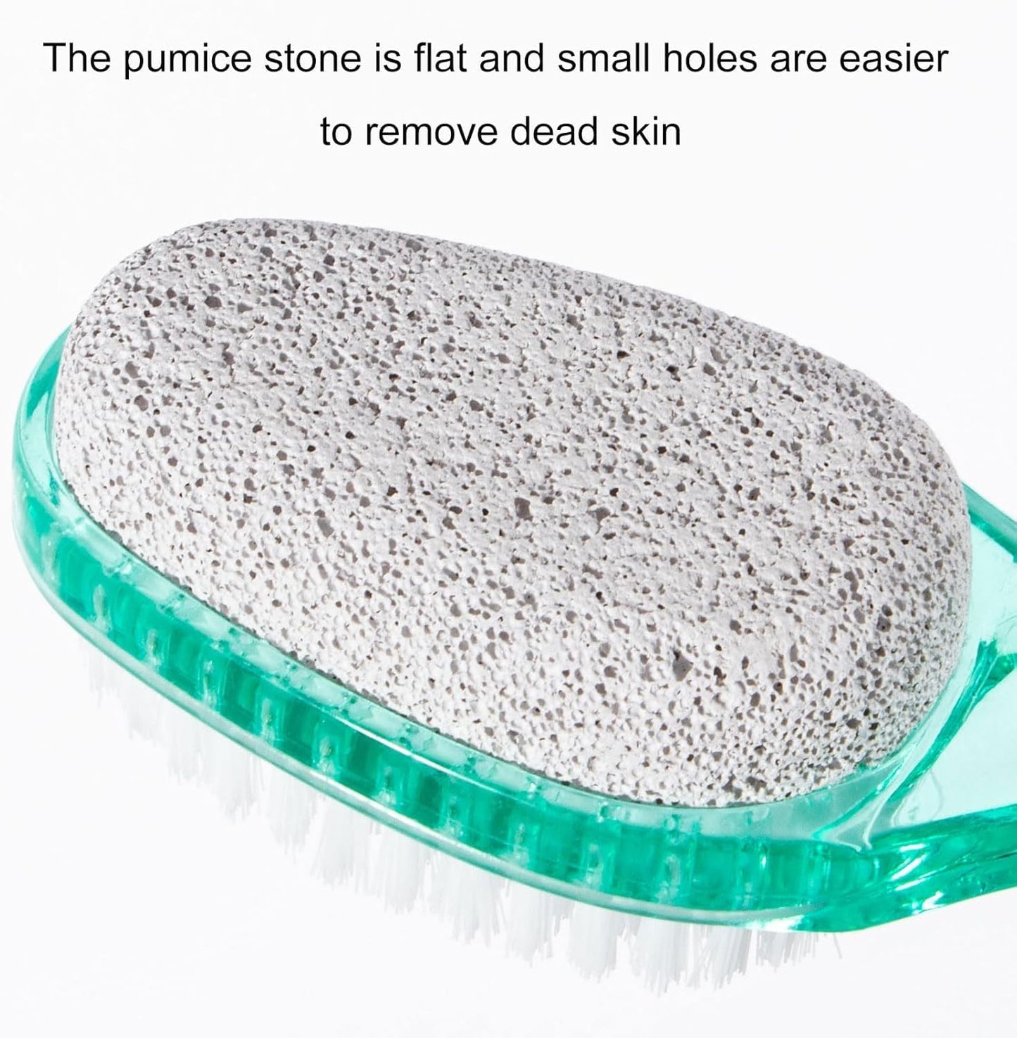 4 Pcs Foot Brush for Shower with Handle 2 in 1, Large Foot Pumice Stone Brush Scrubber Foot File Calluses Remove Suitable for Horniness Foot Spa,Foot Care Smooth Skin (Green&Transparent)