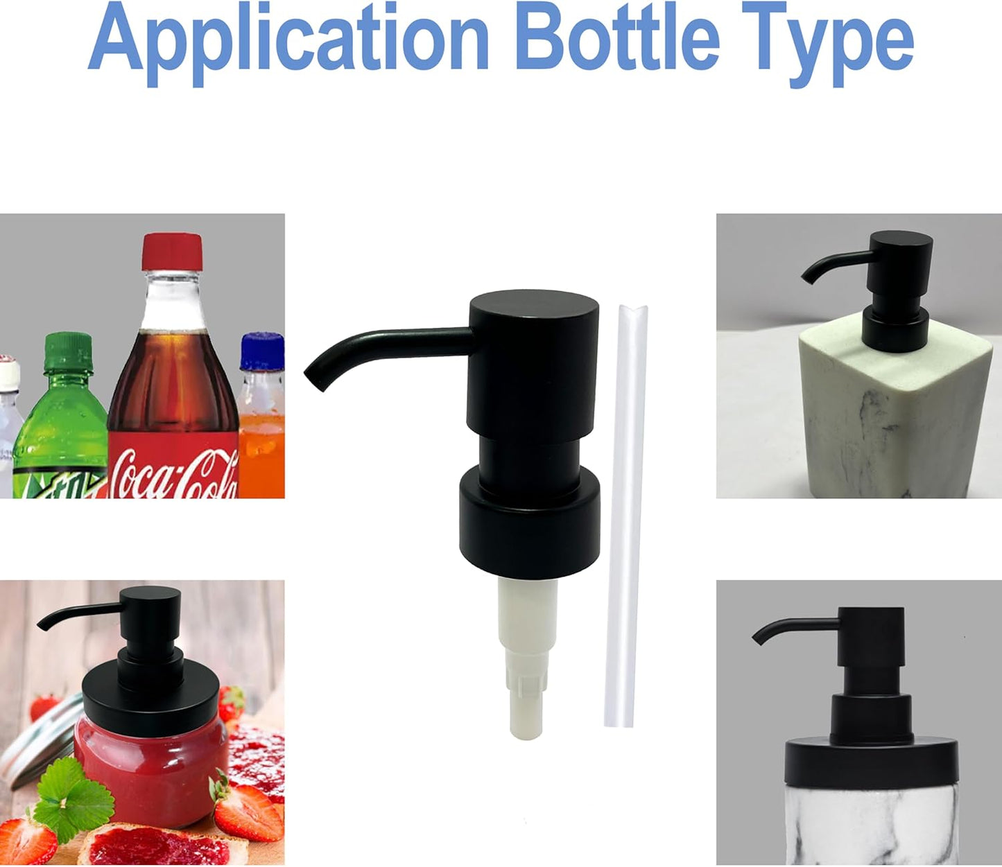 Soap Pump Replacement, Hand Soap Dispensers Pump for Bathroom, Replacement for Round 1.1in (28 mm) Neck Bottles,Rust Proof&Leak Proof for Soap Lotion Bottle Upcycling (Matte Black, 2 Pack)